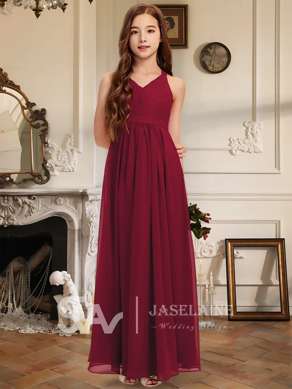 C Kids Elegant A-Line V-Neck Floor-Length Chiffon Junior Bridesmaid Dress Flower Girl Dress Girls Wedding Party Formal Special
C Kids Elegant A-Line V-Neck Floor-Length Chiffon Junior Bridesmaid Dress Flower Girl Dress Girls Wedding Party Formal Special