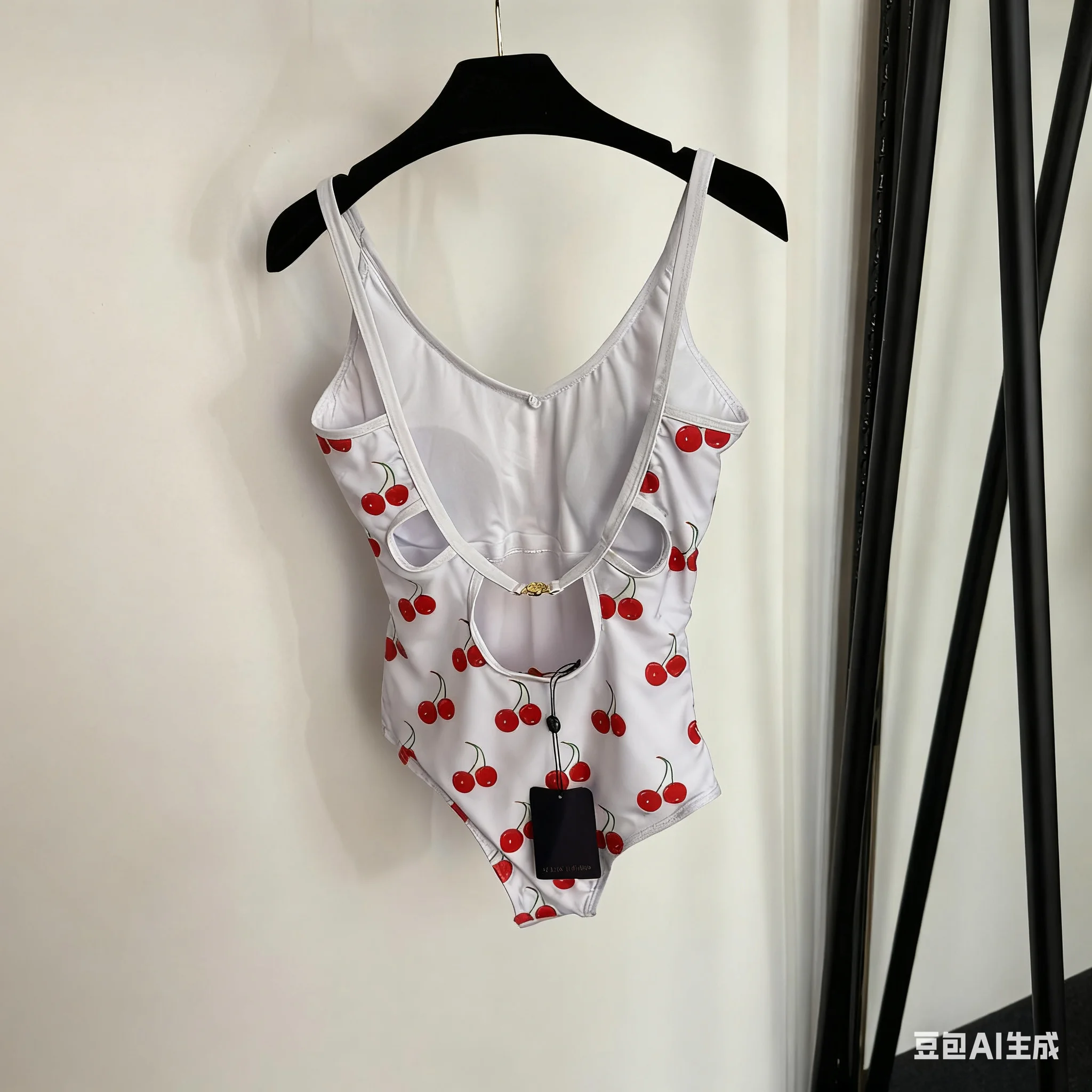 2025 high-end spring/summer women's cherry print one-piece swimsuit with chest cushion and suspender HL07 
2025 high-end spring/summer women's cherry print one-piece swimsuit with chest cushion and suspender HL07