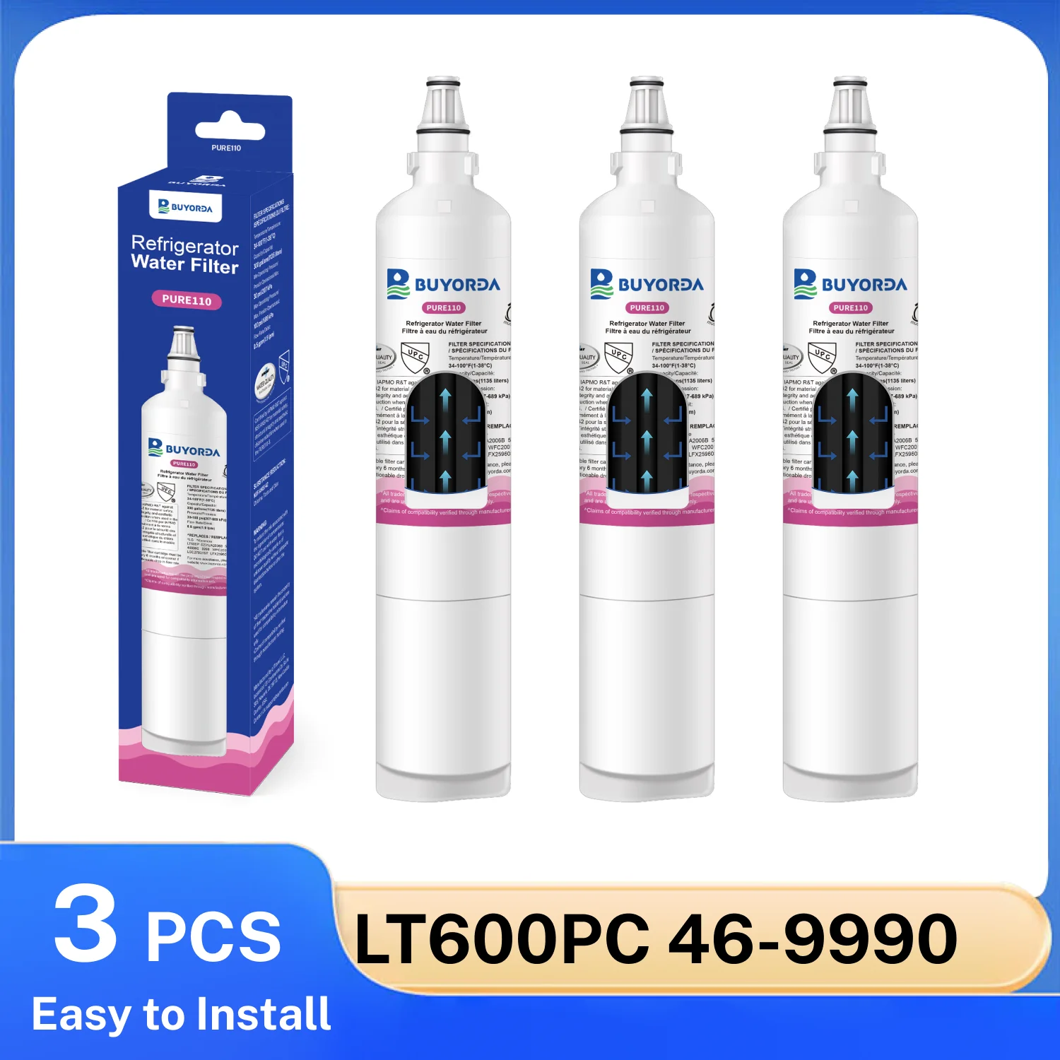 Фильтр для воды в холодильник LT600PC, 3 шт., замена для LG 5231JA2006A, 5231JA2006B, 5231JA2006C, 5231JA2006F, для Kenmore 469990
Фильтр для воды в холодильник LT600PC, 3 шт., замена для LG 5231JA2006A, 5231JA2006B, 5231JA2006C, 5231JA2006F, для Kenmore 469990