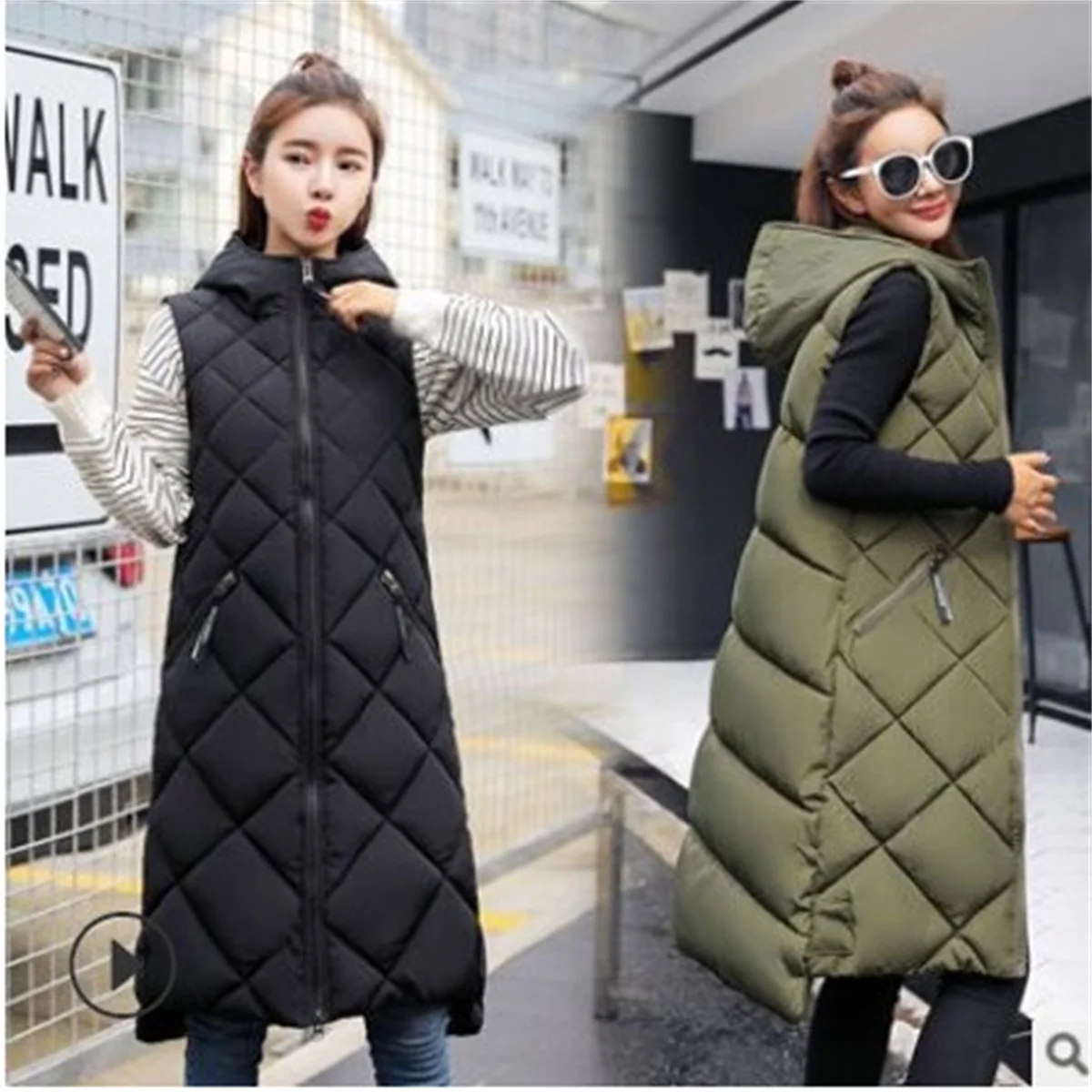Women's Sleeveless Vest Long Down Padded Jacket Solid Color Hooded Loose Ladies Fashion Casual Warm Winter Jacket Vest Women
Women's Sleeveless Vest Long Down Padded Jacket Solid Color Hooded Loose Ladies Fashion Casual Warm Winter Jacket Vest Women