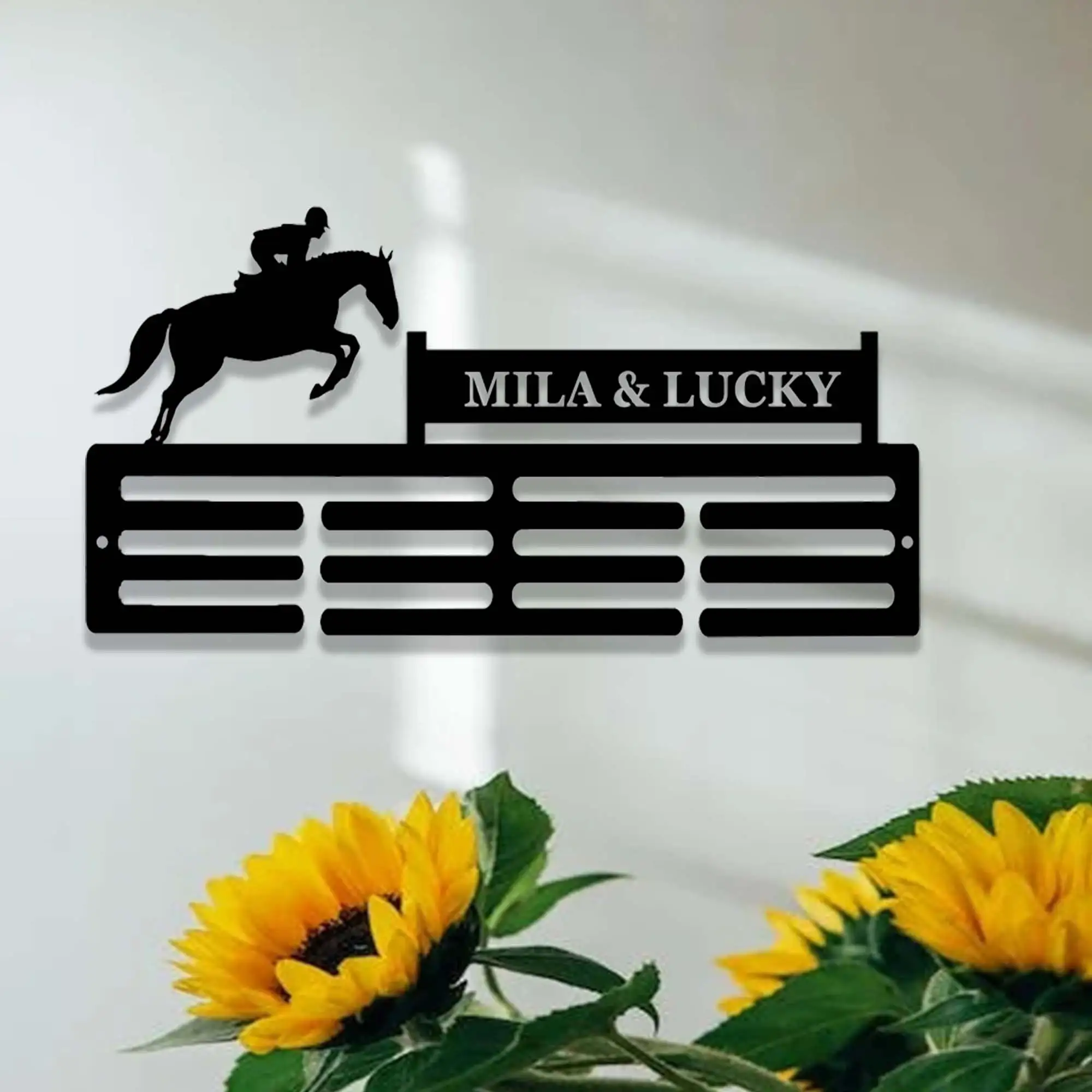 Personalized Horse Rosette Holder,Medal Holder,Custom Horse Medal Hanger,12 Rungs for Medals & Ribbons,Equestrian Ribbon Award
Personalized Horse Rosette Holder,Medal Holder,Custom Horse Medal Hanger,12 Rungs for Medals & Ribbons,Equestrian Ribbon Award