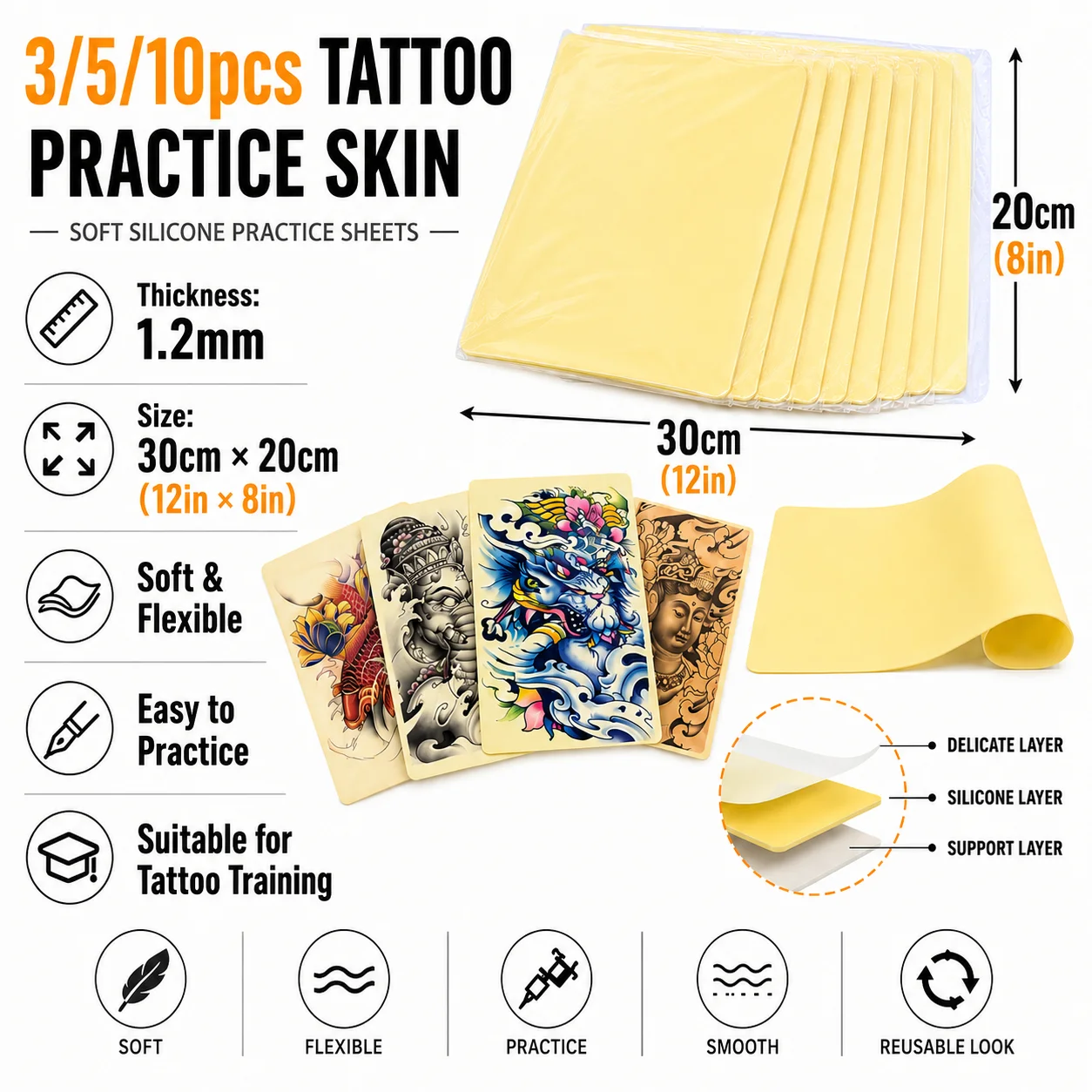 30*20*0.12cm Tattoo Practice Skin Blank Double Permanent Makeup Eyebrow Microblading sheet Silicone Tattoo Skin Pads
30*20*0.12cm Tattoo Practice Skin Blank Double Permanent Makeup Eyebrow Microblading sheet Silicone Tattoo Skin Pads