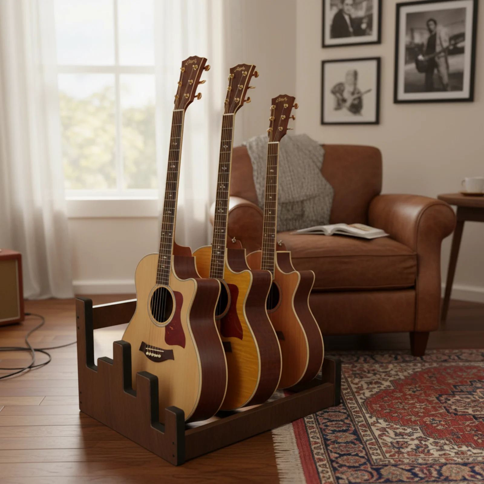 Wooden Guitar Stand Display Organizer 3 Tier Storage Floor Holder for Multiple Guitars Bass Home Studio Music Collect
Wooden Guitar Stand Display Organizer 3 Tier Storage Floor Holder for Multiple Guitars Bass Home Studio Music Collect