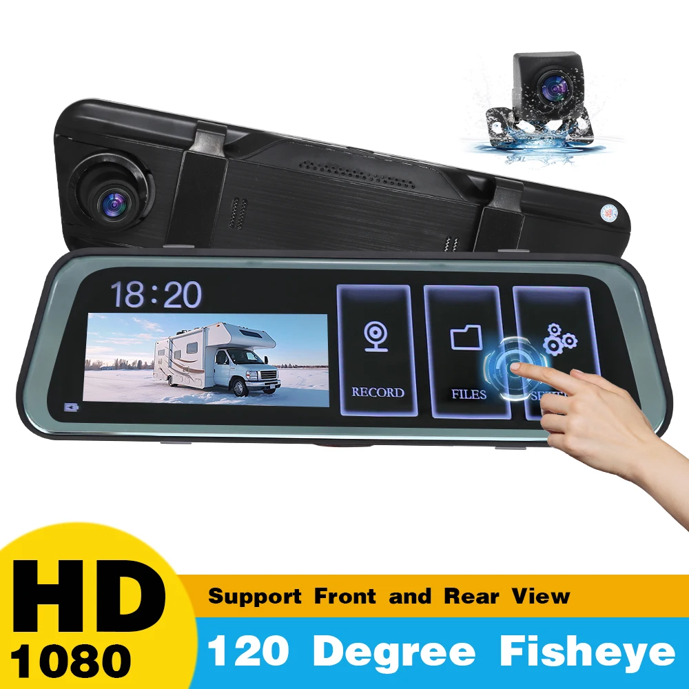 9.66 Inch Mirror Dash Cam HD Dual Front Rear Camera Touch Screen DVR Car Video Recorder Night Vision Streaming
9.66 Inch Mirror Dash Cam HD Dual Front Rear Camera Touch Screen DVR Car Video Recorder Night Vision Streaming