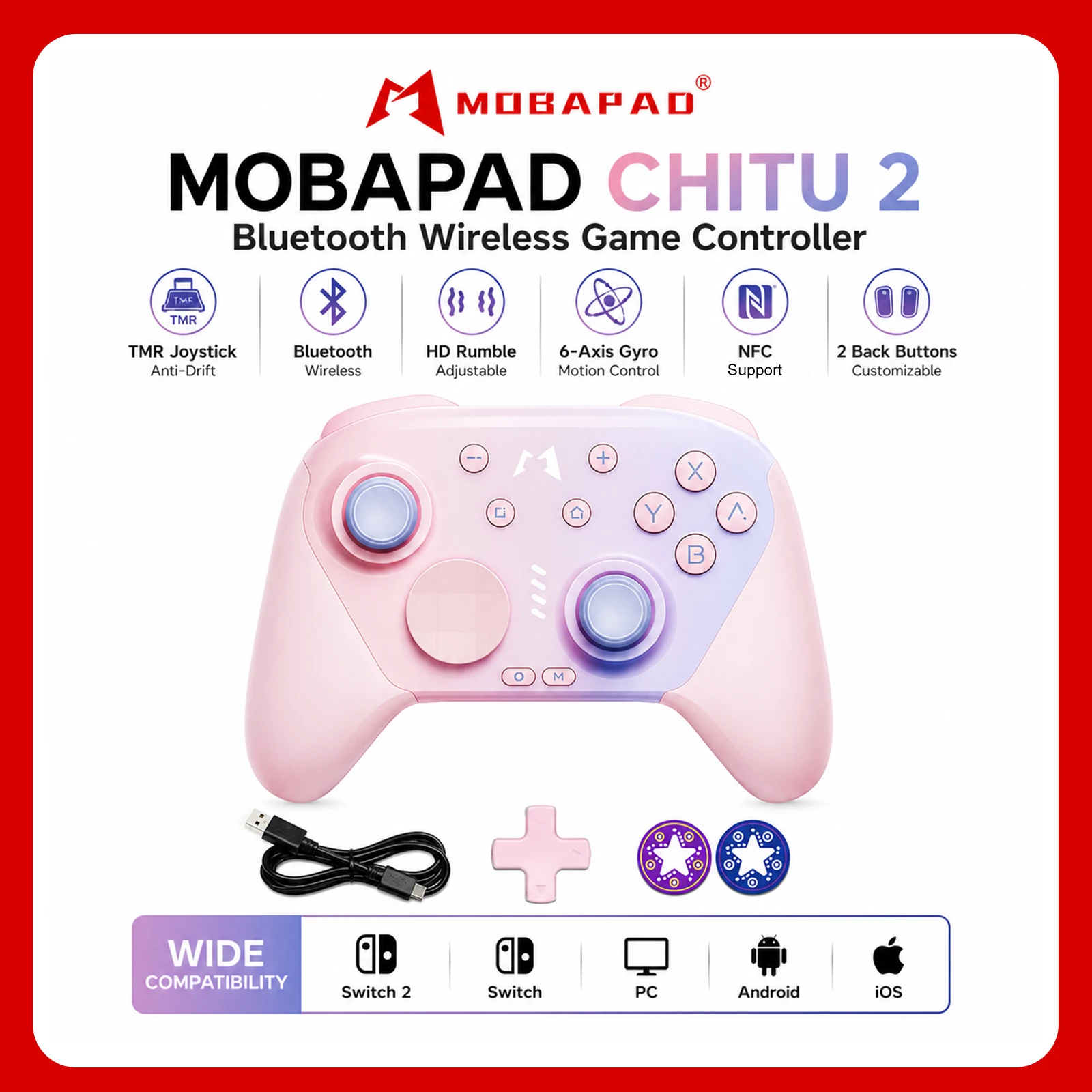 MOBAPAD CHITU 2 Game Controller With TMR Joystick Bluetooth Wireless Gamepad For Switch 1/2 PC Android iOS Gamep Accessories
MOBAPAD CHITU 2 Game Controller With TMR Joystick Bluetooth Wireless Gamepad For Switch 1/2 PC Android iOS Gamep Accessories