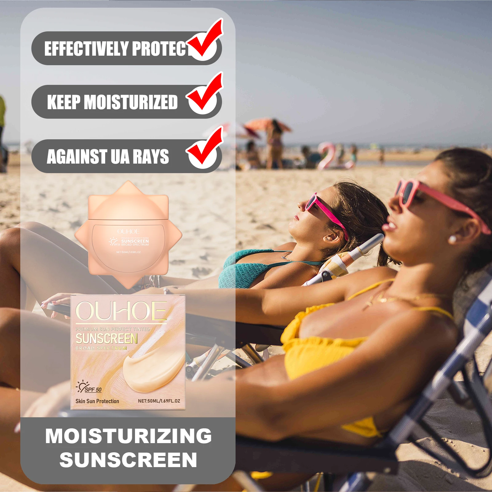 OUHOE 50ml Moisturizing Sunscreen Protect Against UV Rays Deeply Nourishing Skin Keep Smooth Refreshing Non-greasy Fine Texture
OUHOE 50ml Moisturizing Sunscreen Protect Against UV Rays Deeply Nourishing Skin Keep Smooth Refreshing Non-greasy Fine Texture