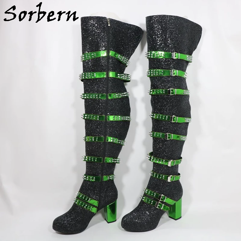 Sorbern Blingling Glitter Boots Women Cute Round Toe High Heels Rivets Holo Silver Open Back Thigh High Boot Ladies Custom Leg
Sorbern Blingling Glitter Boots Women Cute Round Toe High Heels Rivets Holo Silver Open Back Thigh High Boot Ladies Custom Leg