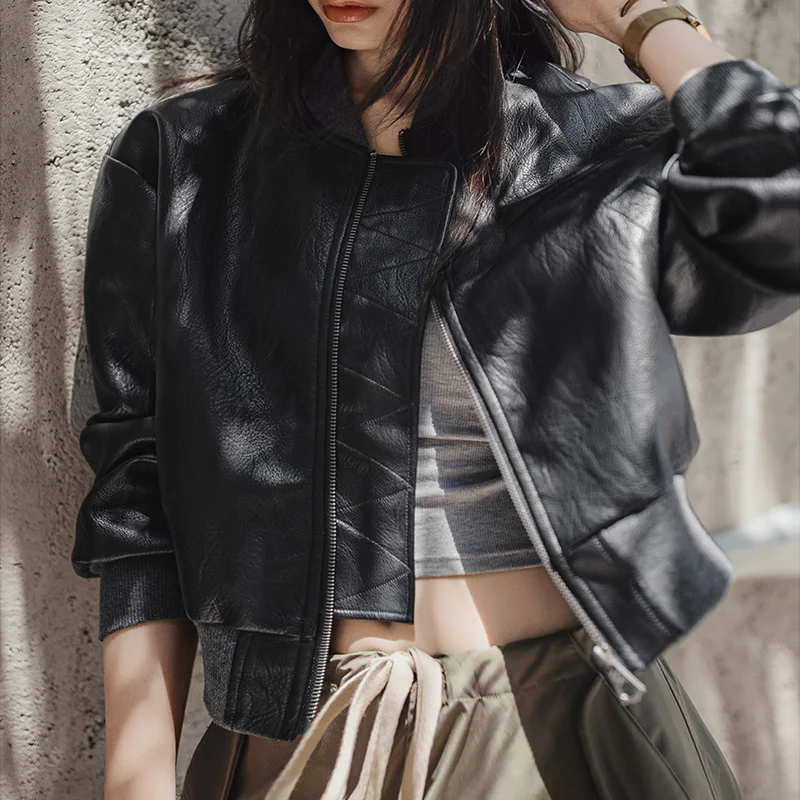 Maden Women’s Moto Biker Jacket Faux Leather Short Zipper Coat Retro Streetwear Autumn Fashion Female Outerwear 
Maden Women’s Moto Biker Jacket Faux Leather Short Zipper Coat Retro Streetwear Autumn Fashion Female Outerwear