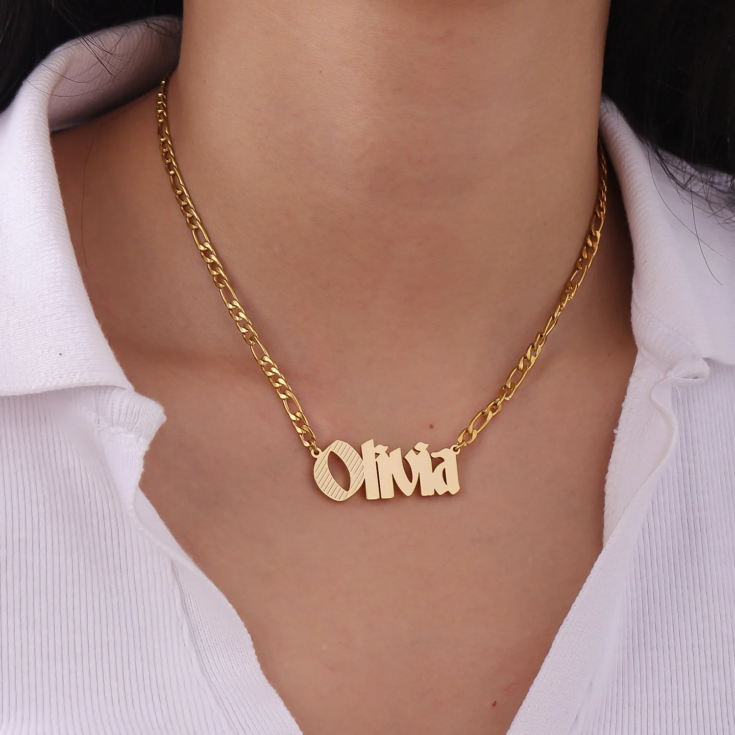 Custom English Name Necklace Textured Letter Pendant Personalized 18K Gold Plated Stainless Steel Simple Jewelry Gift for Women
Custom English Name Necklace Textured Letter Pendant Personalized 18K Gold Plated Stainless Steel Simple Jewelry Gift for Women