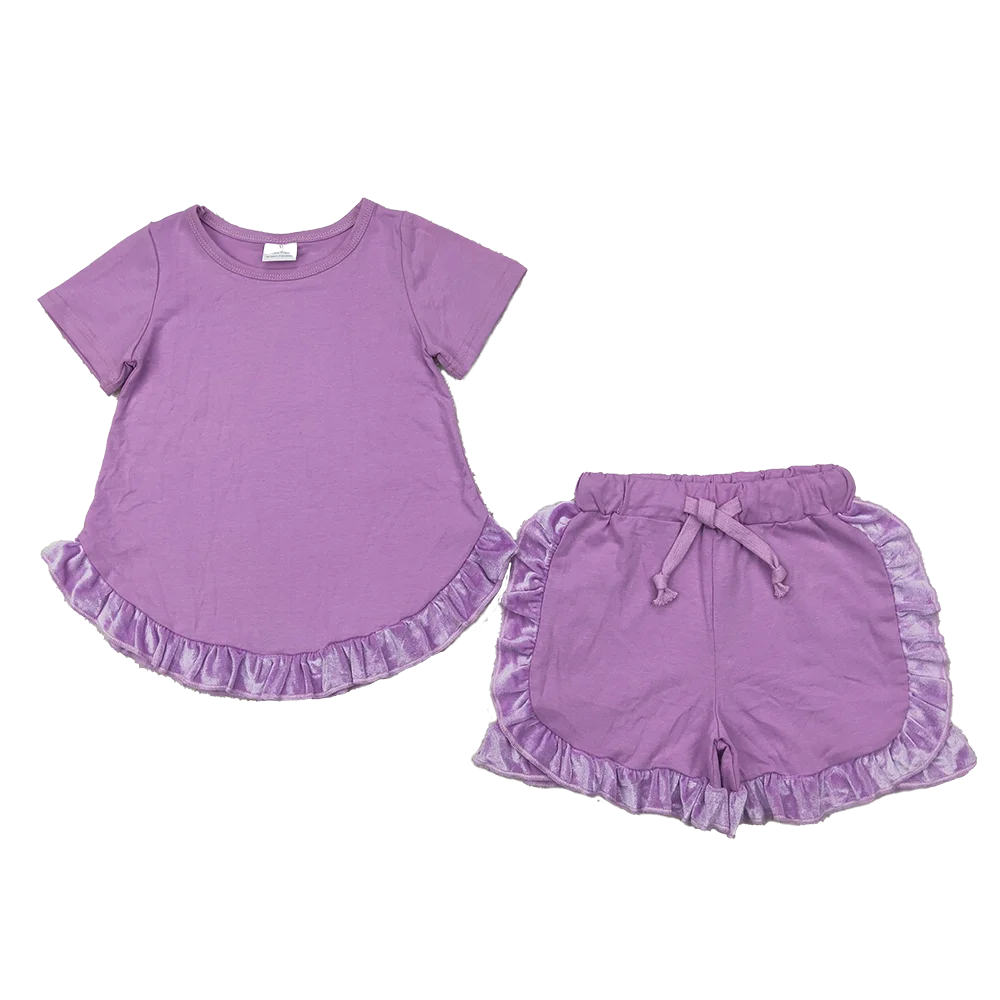 GSSO2184 Baby Girls Summer Outfits Baby Girls Lavender Cotton Top Ruffle Shorts Clothes Sets
GSSO2184 Baby Girls Summer Outfits Baby Girls Lavender Cotton Top Ruffle Shorts Clothes Sets