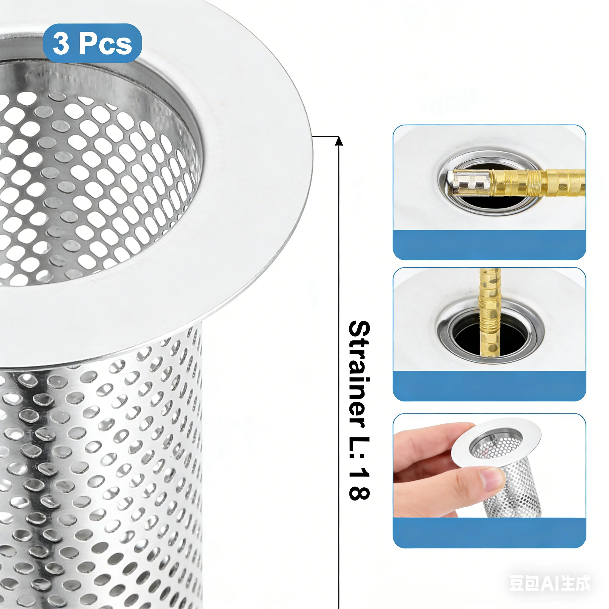 Pack Shower Drain Strainer 3.1"x2" Stainless Steel, Deep Sink Hair Catcher for Bathroom Kitchen Bathtub, Rustproof Anti-Clog Dr
Pack Shower Drain Strainer 3.1"x2" Stainless Steel, Deep Sink Hair Catcher for Bathroom Kitchen Bathtub, Rustproof Anti-Clog Dr