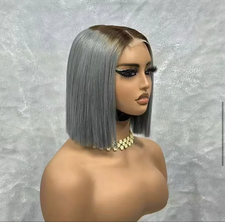 Gemlong 2*4 1B Grey Lace Wig Extension 250% Density Brazilian Bone Straight Short Bob Transparent Lace Front hair For Women
Gemlong 2*4 1B Grey Lace Wig Extension 250% Density Brazilian Bone Straight Short Bob Transparent Lace Front hair For Women