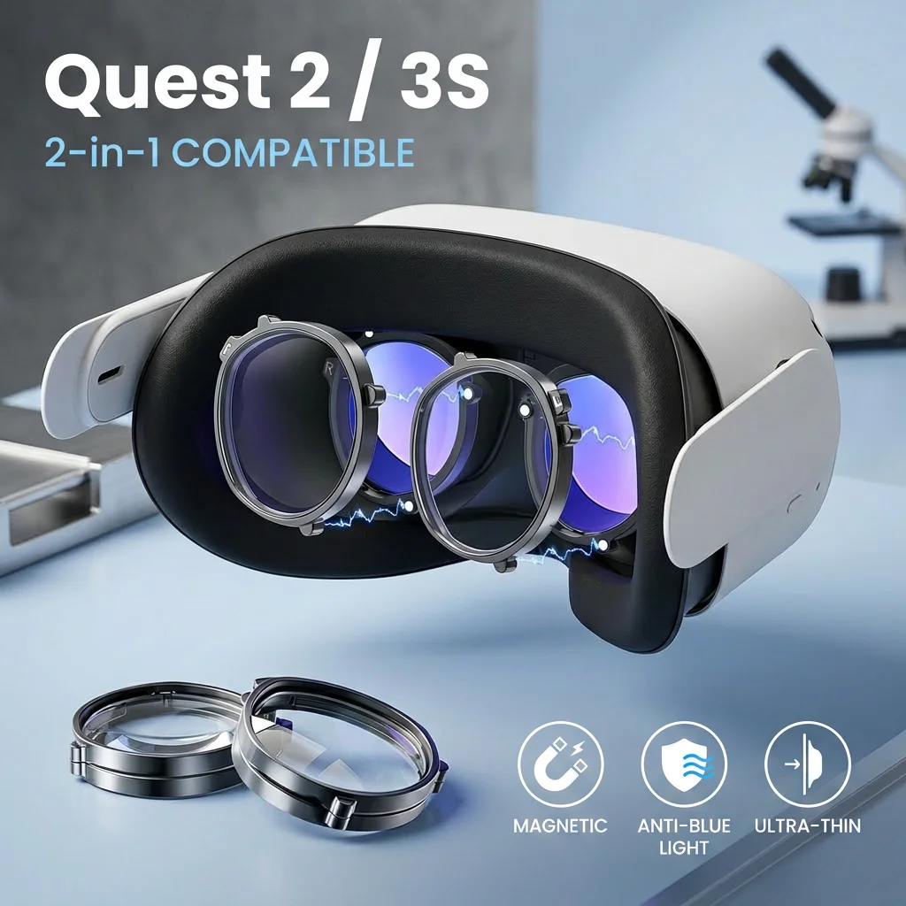 Magnetic Prescription Lenses for Meta Quest 3S / Quest 2 Myopia Glasses VR Anti-Blue Light Lenses VR Accessories
Magnetic Prescription Lenses for Meta Quest 3S / Quest 2 Myopia Glasses VR Anti-Blue Light Lenses VR Accessories