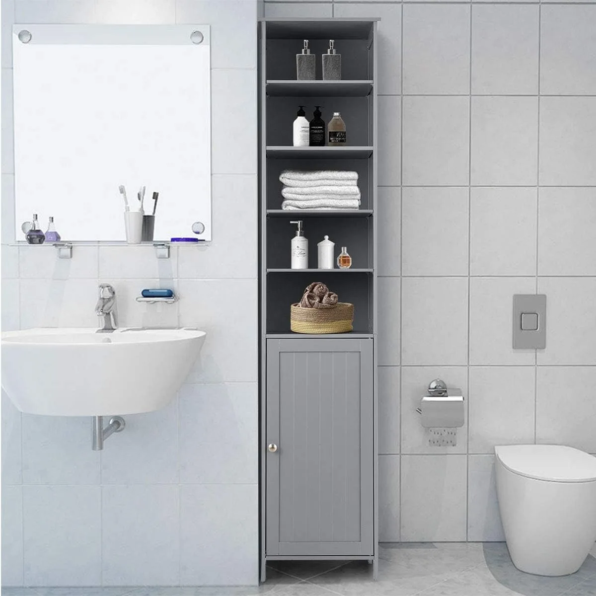 72” Tall Storage Cabinet, Bathroom Floor Cabinet with Adjustable Shelves, Space Saving Narrow Storage Cabinet with Open C
72” Tall Storage Cabinet, Bathroom Floor Cabinet with Adjustable Shelves, Space Saving Narrow Storage Cabinet with Open C