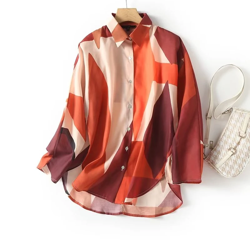 Withered French Moroccan Vintage Geometric Color Block Printing Elegant Gradient Chiffon Shirts Fashion Office Ladies Loose Shir
Withered French Moroccan Vintage Geometric Color Block Printing Elegant Gradient Chiffon Shirts Fashion Office Ladies Loose Shir