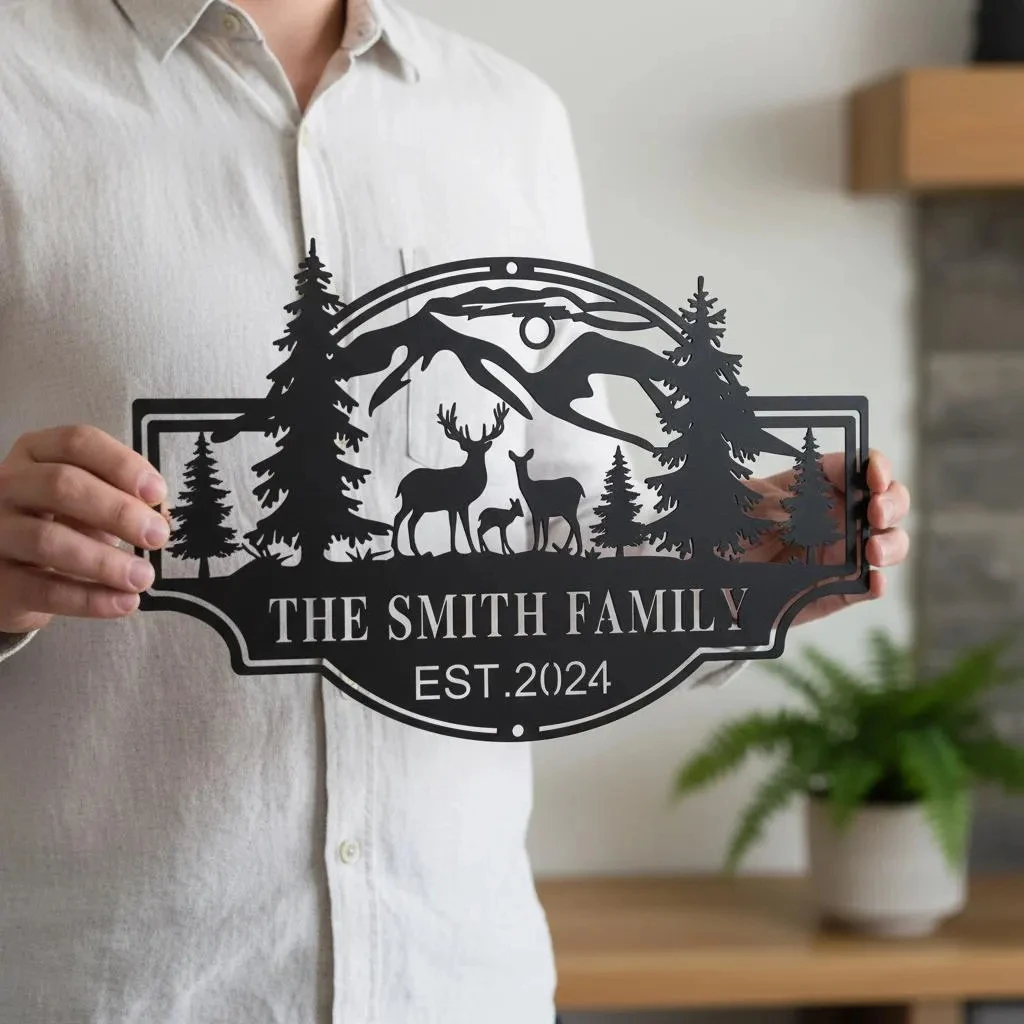 Personalized Forest Cabin Name Sign,Custom Deer Family Name Sign, Forest Cabin Metal Sign,Hunter Gift,Custom Metal Sign
Personalized Forest Cabin Name Sign,Custom Deer Family Name Sign, Forest Cabin Metal Sign,Hunter Gift,Custom Metal Sign