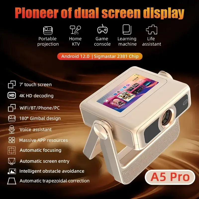 Upgraded Portable 4K Supported Projector Built-in Apps, Smart Touch Control Home Theater with BT5.2 Auto Keystone
Upgraded Portable 4K Supported Projector Built-in Apps, Smart Touch Control Home Theater with BT5.2 Auto Keystone