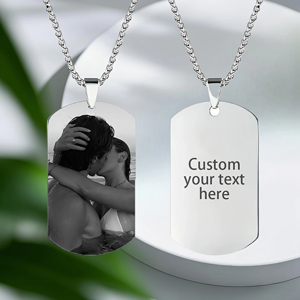 Unisex Fashion Personalized Photo Text Engraved Dog Tag Necklace, Ideal Holiday Present for Mom and Dad
Unisex Fashion Personalized Photo Text Engraved Dog Tag Necklace, Ideal Holiday Present for Mom and Dad
