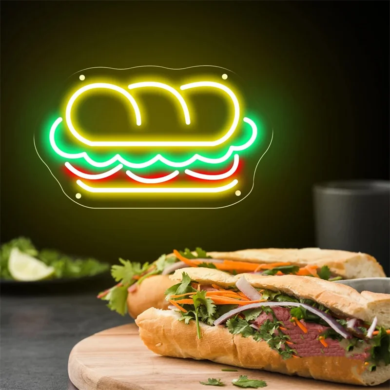 Sandwiches Baguette Neon Sign, Custom Burger Restaurant LED Neon Sign Home Wall Decor Hoagie Fast Food Coffee Shop Decoration
Sandwiches Baguette Neon Sign, Custom Burger Restaurant LED Neon Sign Home Wall Decor Hoagie Fast Food Coffee Shop Decoration
