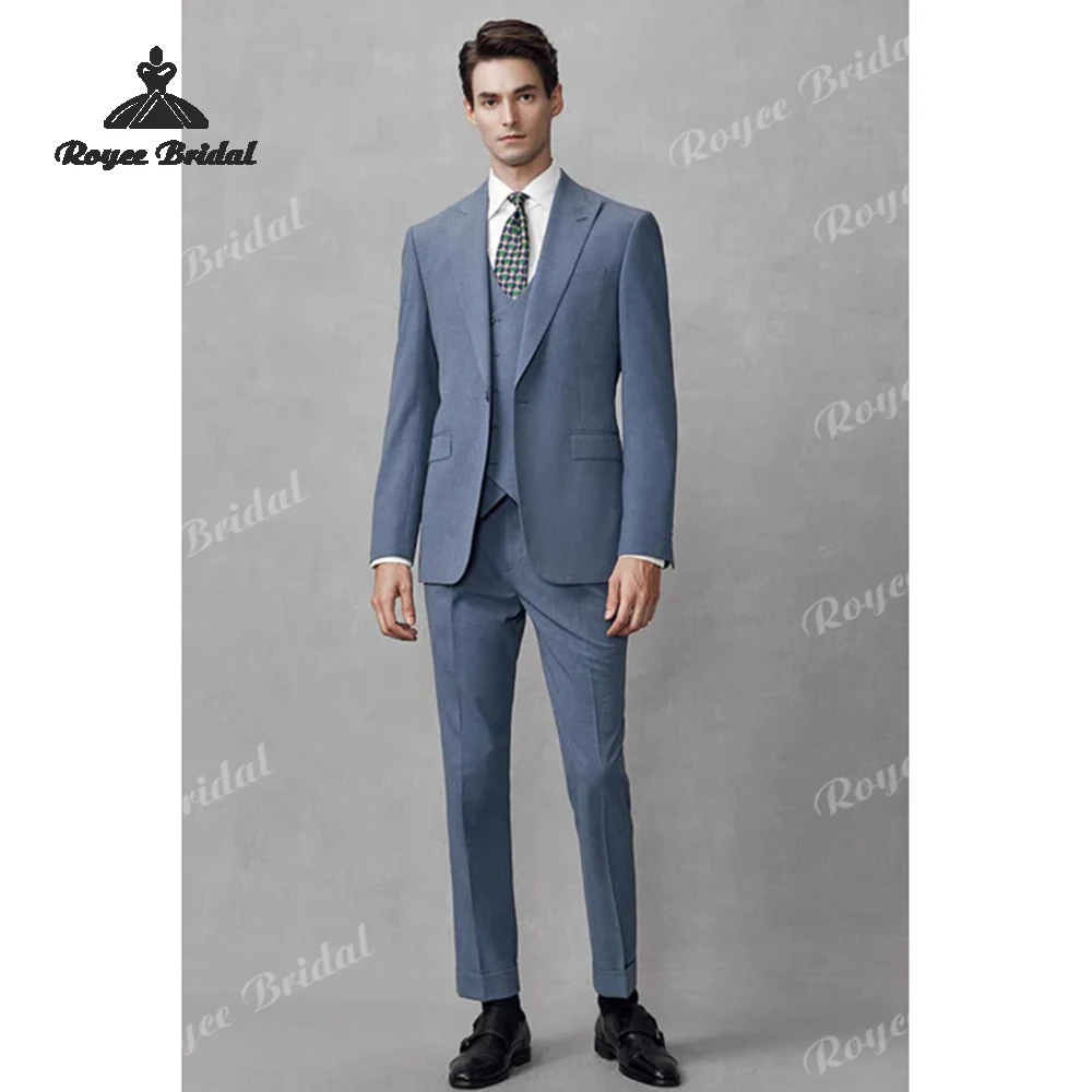 Blue Three Piece Single Breasted Men's Suit Wedding 2026 Peak Lapel Evening Prom Suit Customized trajes para hombre
Blue Three Piece Single Breasted Men's Suit Wedding 2026 Peak Lapel Evening Prom Suit Customized trajes para hombre
