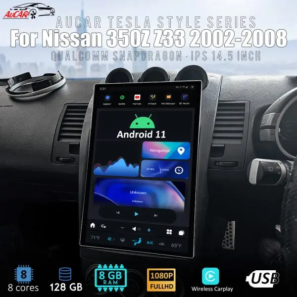 AuCar 14.5'' Tesla Screen Android 11 Car Radio GPS Navigation For Nissan 350Z Z33 2002-2008 Car Video Stereo Player Head Unit
AuCar 14.5'' Tesla Screen Android 11 Car Radio GPS Navigation For Nissan 350Z Z33 2002-2008 Car Video Stereo Player Head Unit