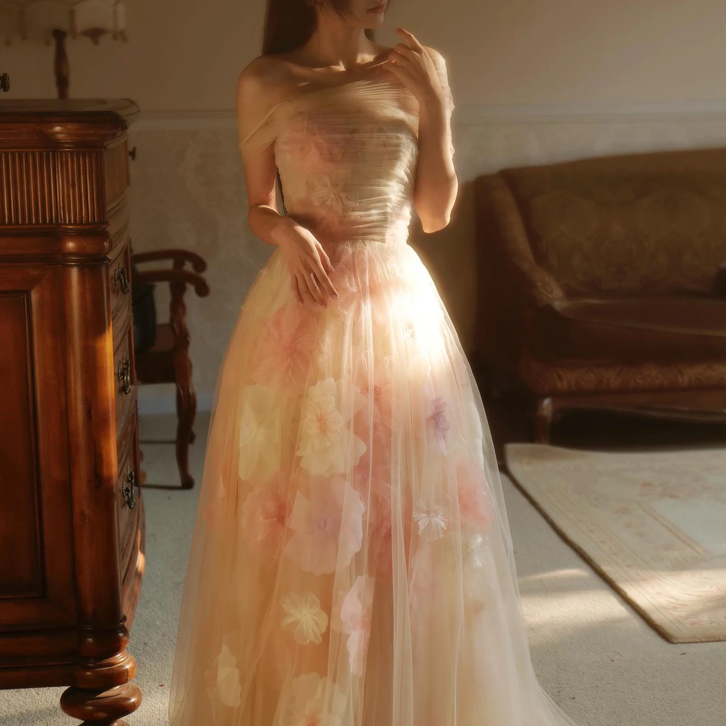 Sharon Said Elegant Pink 3D Flowers Champagne Off Shoulder Evening Dress with Straps Arabic Wedding Party Gowns SS321 Customized
Sharon Said Elegant Pink 3D Flowers Champagne Off Shoulder Evening Dress with Straps Arabic Wedding Party Gowns SS321 Customized
