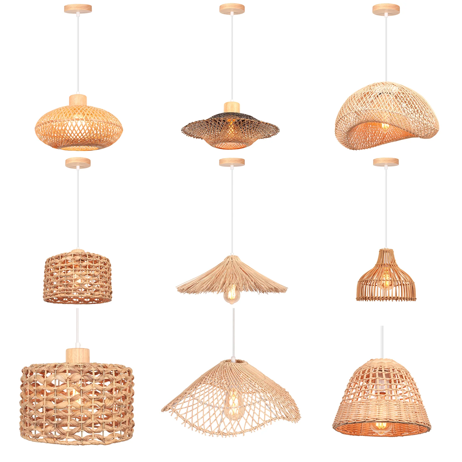 Bamboo Lantern Pendant Lamp Wood Rattan Wicker E27 Chandeliers Handmade Bamboo Lampshades Home Living Bed Room Lighting Fixtures
Bamboo Lantern Pendant Lamp Wood Rattan Wicker E27 Chandeliers Handmade Bamboo Lampshades Home Living Bed Room Lighting Fixtures