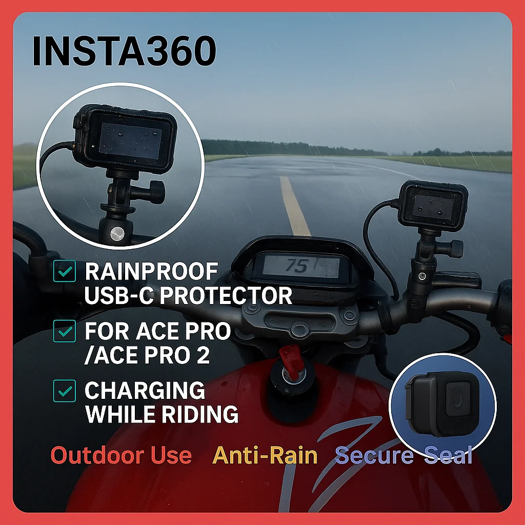 Rainproof Charging Port Cover for Insta360 Ace Pro 2 / Ace Pro | Waterproof USB-C Cable Protector | Outdoor Accessory
Rainproof Charging Port Cover for Insta360 Ace Pro 2 / Ace Pro | Waterproof USB-C Cable Protector | Outdoor Accessory