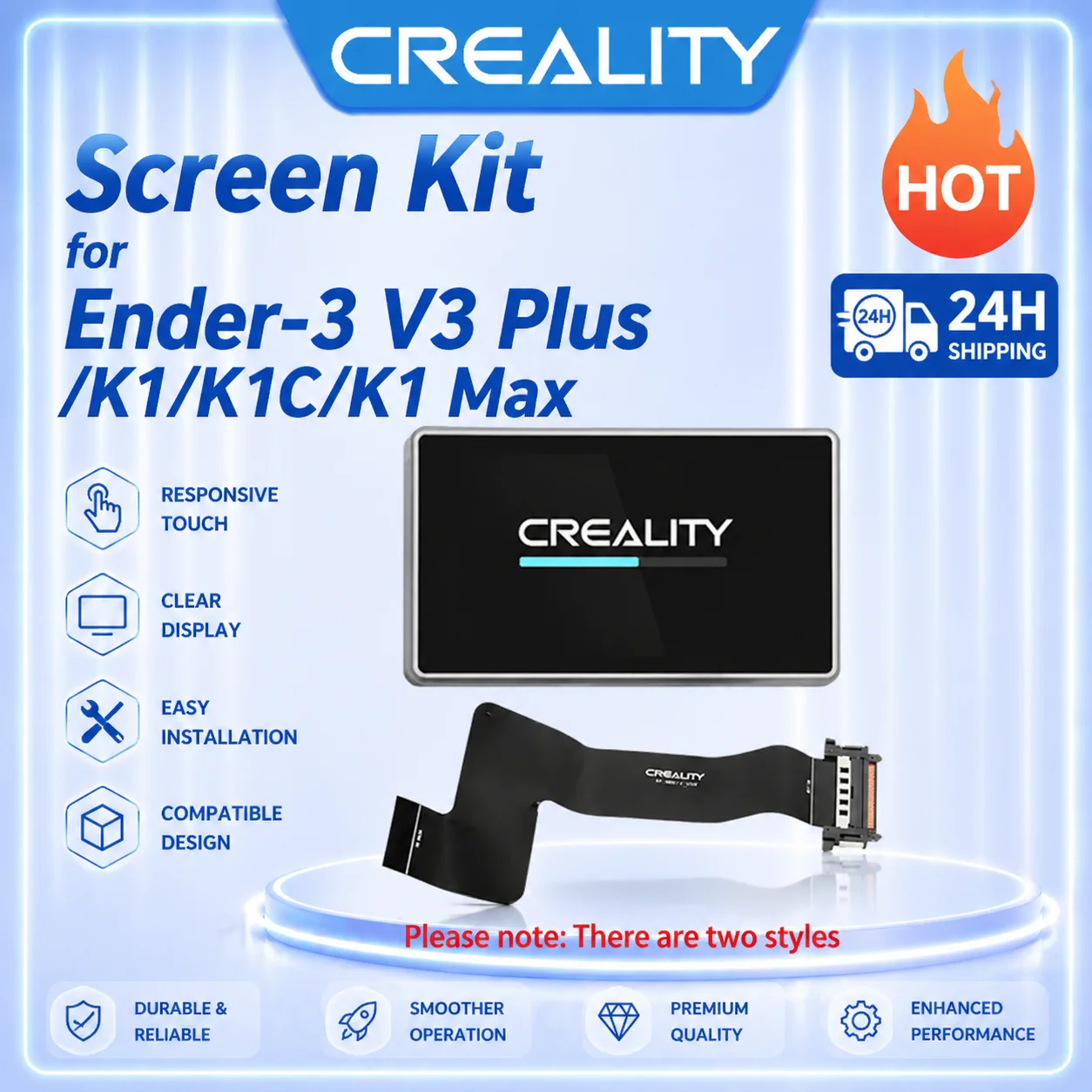 Creality Official 3D Printer K1/K1 MAX Screen Kit 4.3 Inch Display Screen 480×400 Touch Screen for K1 / K1 Max 3D Printer Parts