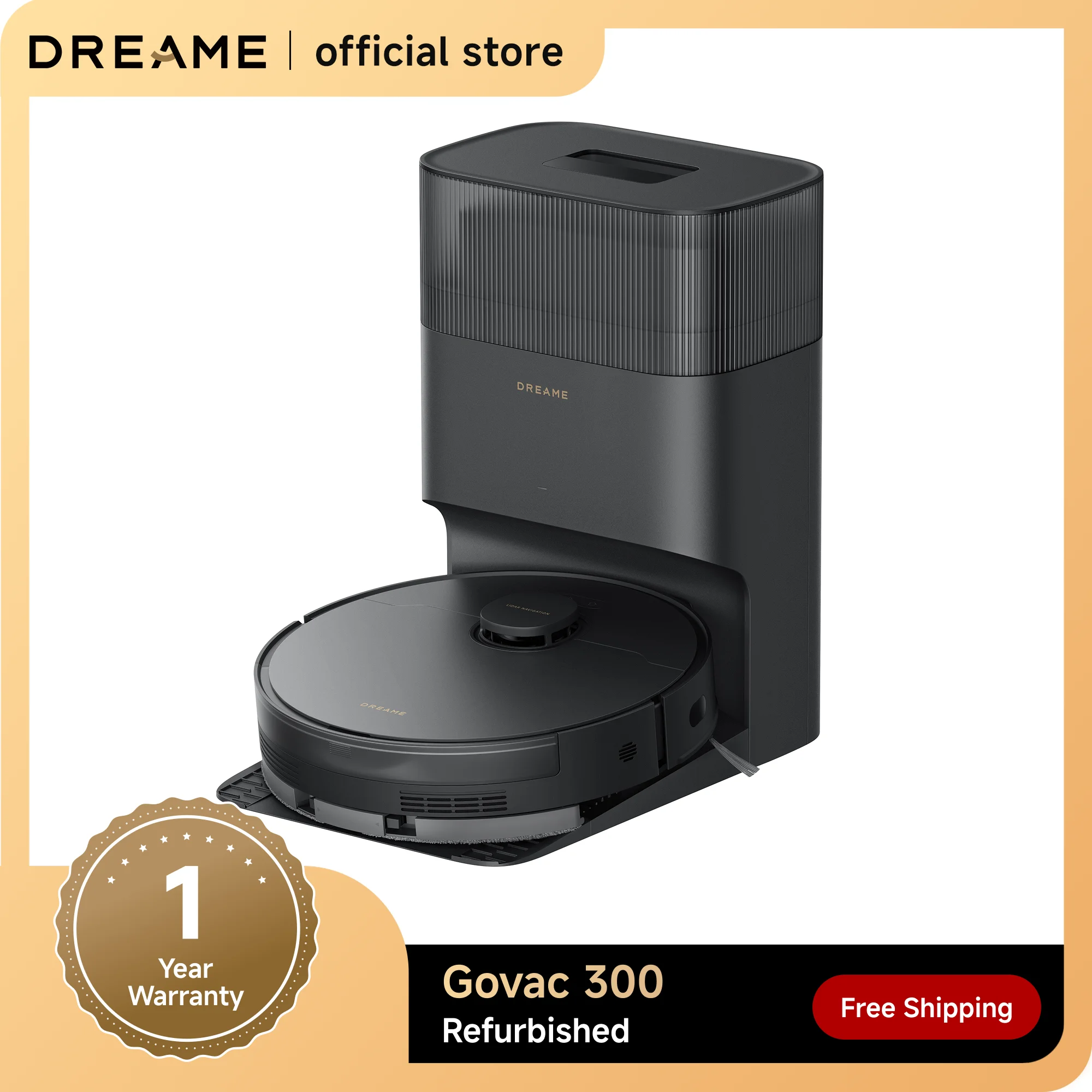 Dreame Robot Vacuum and Mop, 13KPa Suction, Self-Emptying with 5L Dust Bag, LDS Mapping, App & Voice Control - Black
Dreame Robot Vacuum and Mop, 13KPa Suction, Self-Emptying with 5L Dust Bag, LDS Mapping, App & Voice Control - Black