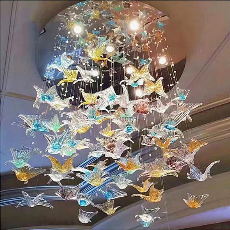 Handmade Blown Glass Butterfly Ceiling Chandelier Art Craft Pendant Light for Home Hotel Decorative Lighting Fixture 
Handmade Blown Glass Butterfly Ceiling Chandelier Art Craft Pendant Light for Home Hotel Decorative Lighting Fixture
