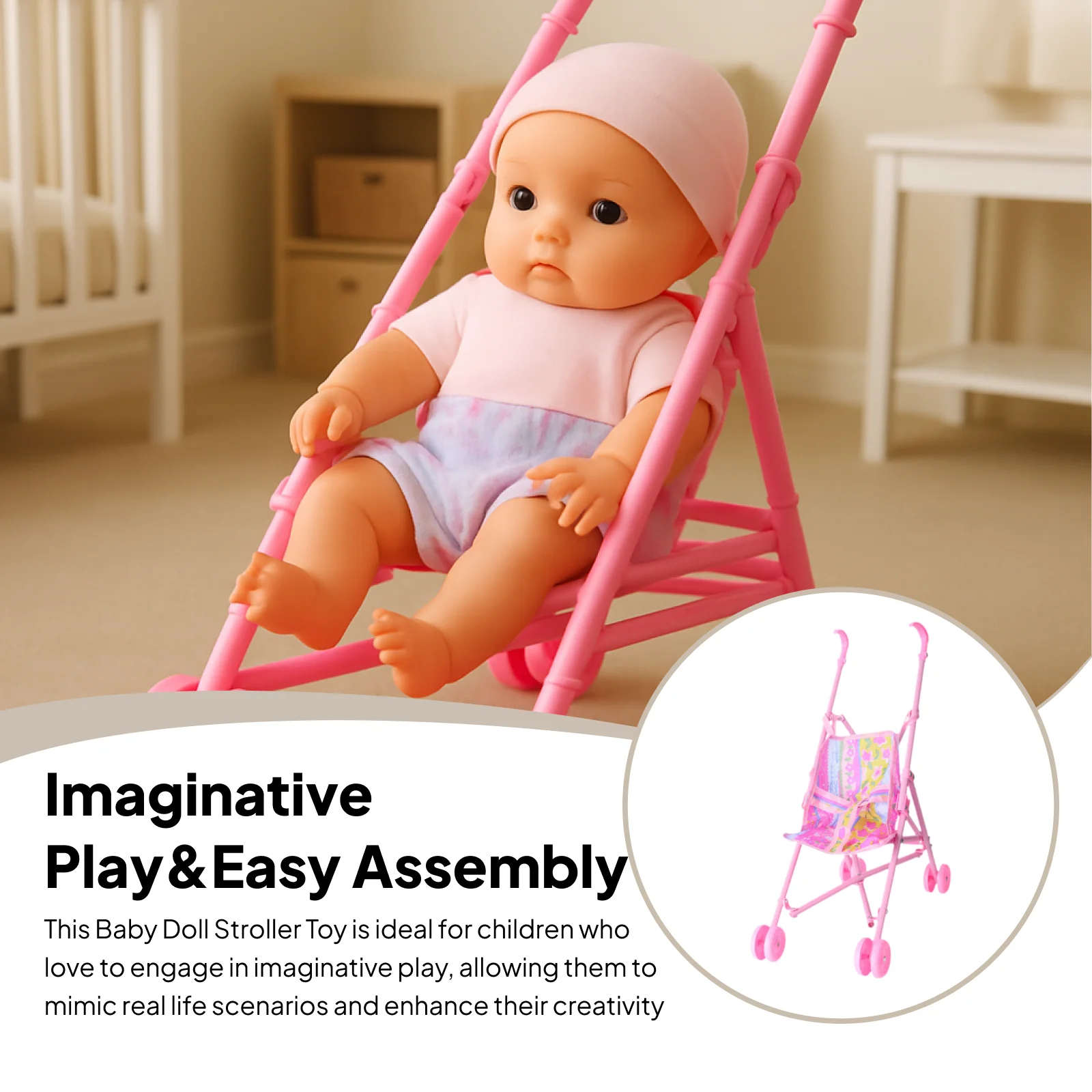 Baby Doll Stroller for Girls Pink Trendy Interactive Push Toy with Wheels Imaginative Role Play Gift Easy Assembly Durable
Baby Doll Stroller for Girls Pink Trendy Interactive Push Toy with Wheels Imaginative Role Play Gift Easy Assembly Durable