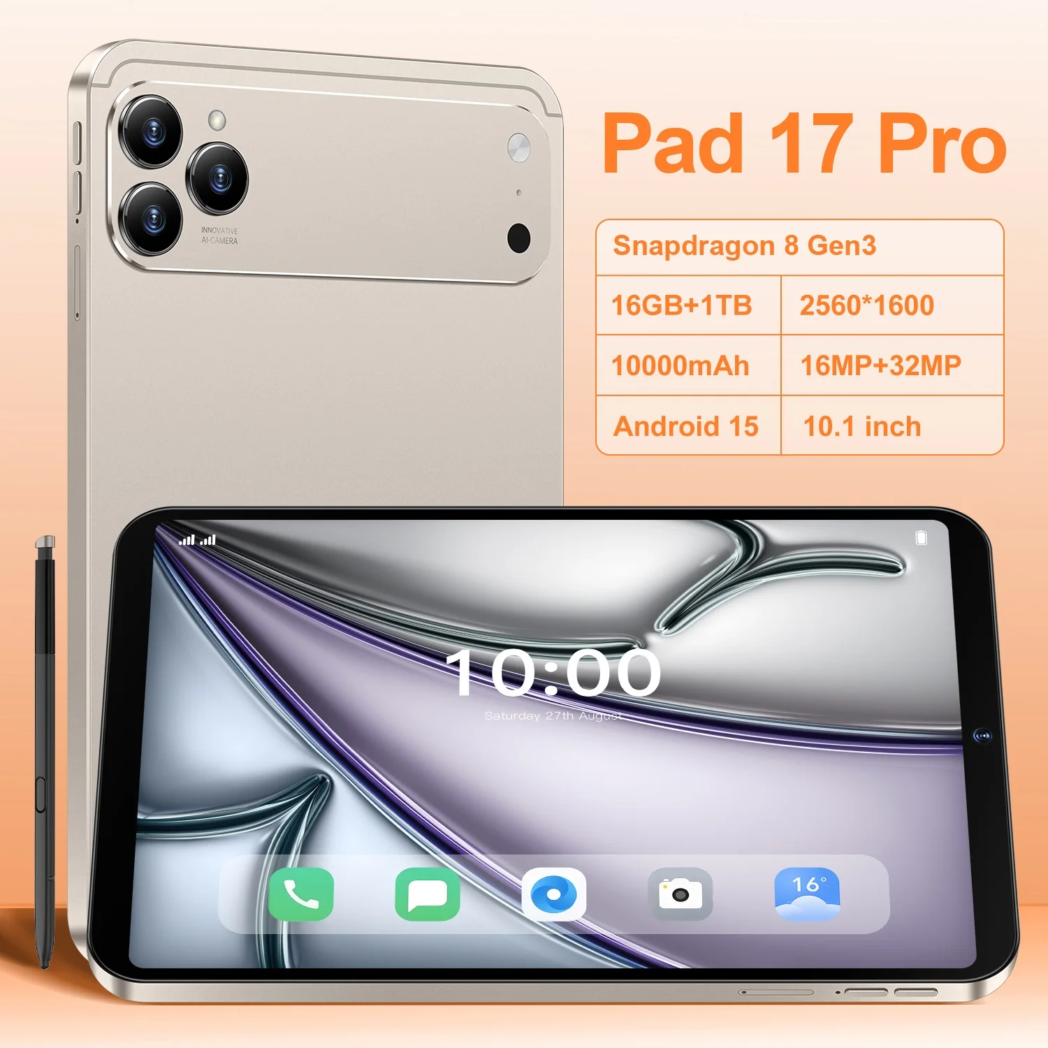 HOT Pad 17 Pro Original Tablet PC 10.1" HD 10000mAh Battery 16GB 1TB 5G Global Edition Tablet
HOT Pad 17 Pro Original Tablet PC 10.1" HD 10000mAh Battery 16GB 1TB 5G Global Edition Tablet