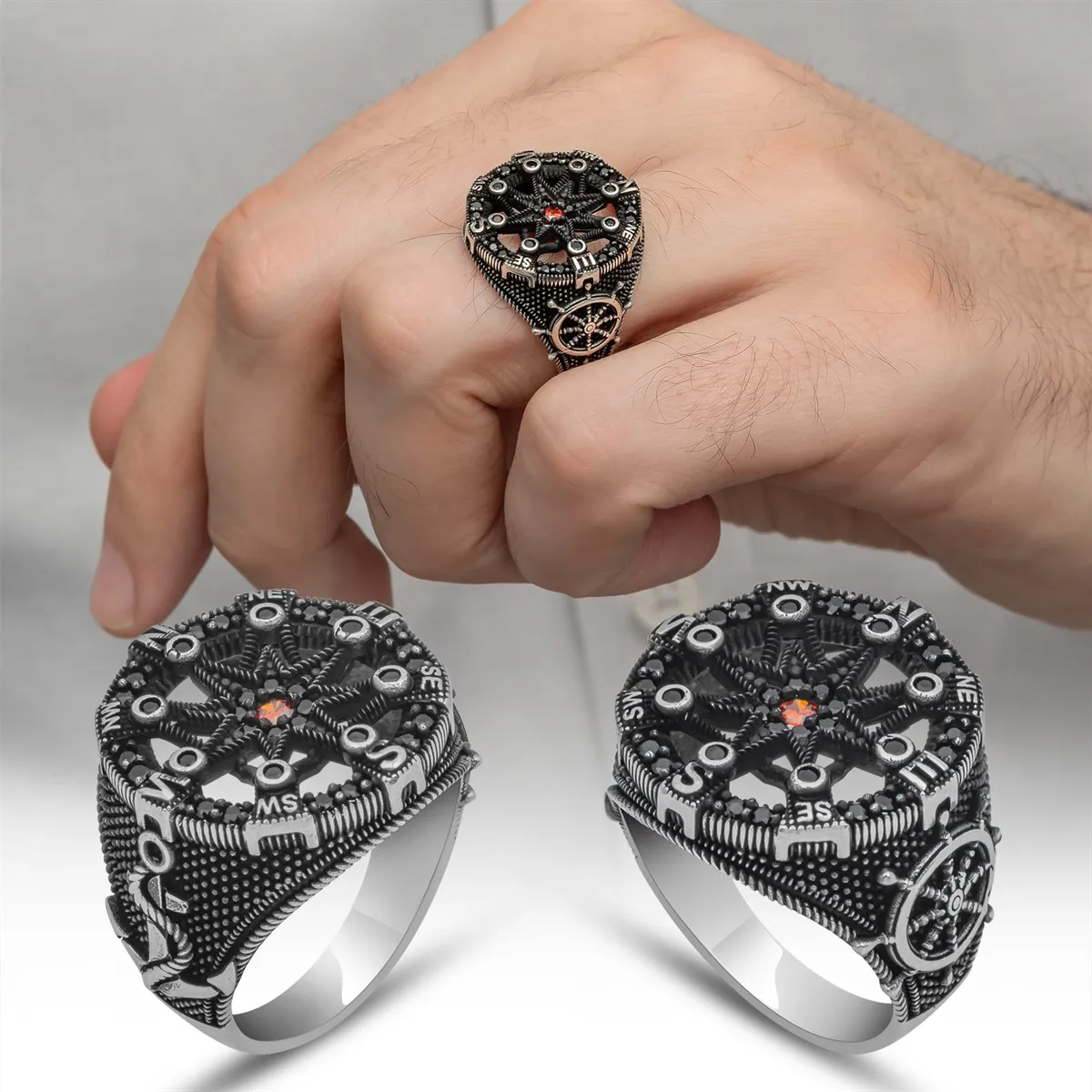 Compass 925 Sterling Silver Ring for Men , Jewelry Fashion Vintage Gift Onyx Aqeq Mens Rings All Size
Compass 925 Sterling Silver Ring for Men , Jewelry Fashion Vintage Gift Onyx Aqeq Mens Rings All Size