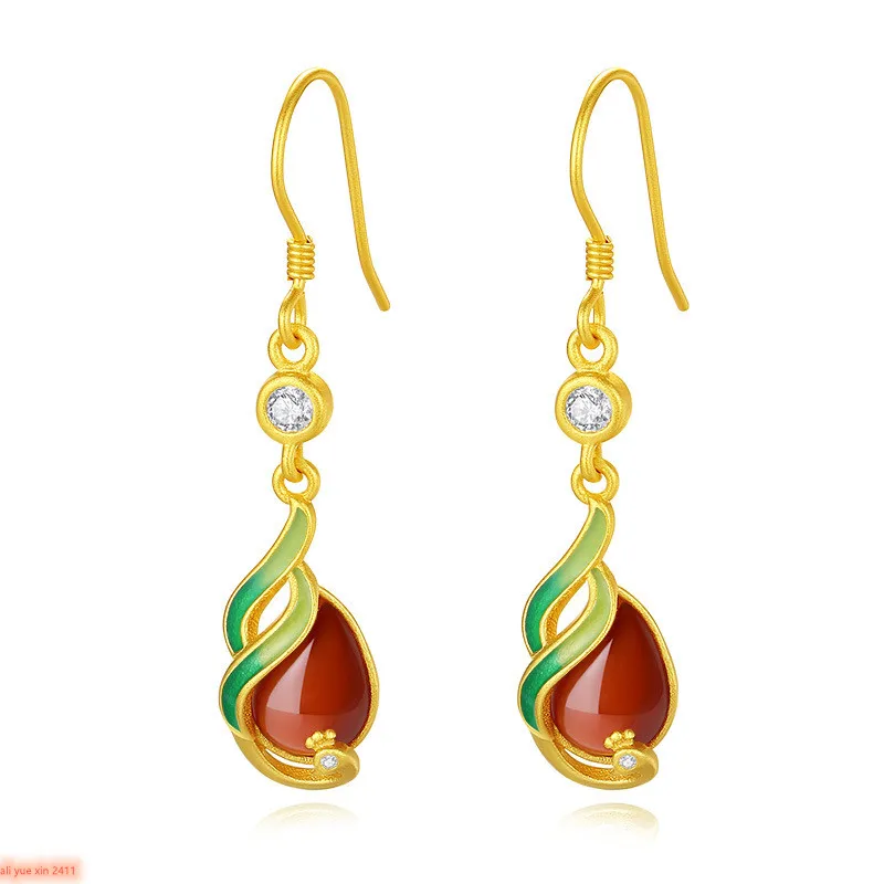 KJJEAXCMY Exquisite jewelry S925 pure silver+South Red Agate gilded women's earrings Party Birthday Gift
KJJEAXCMY Exquisite jewelry S925 pure silver+South Red Agate gilded women's earrings Party Birthday Gift