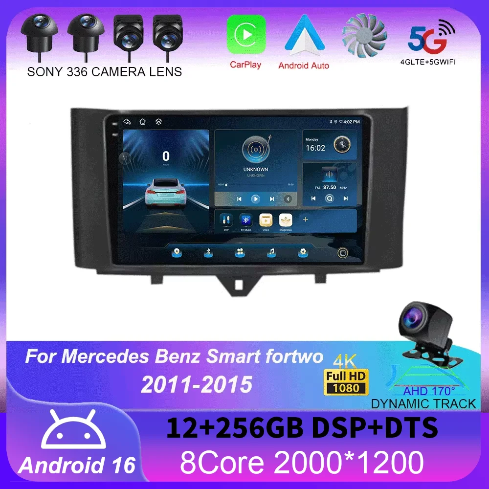 Android 16 Carplay Car Radio For Mercedes Benz Smart fortwo 2011 - 2015 Navigation Multimedia GPS Player Stereo WiFi 360 Camera
Android 16 Carplay Car Radio For Mercedes Benz Smart fortwo 2011 - 2015 Navigation Multimedia GPS Player Stereo WiFi 360 Camera