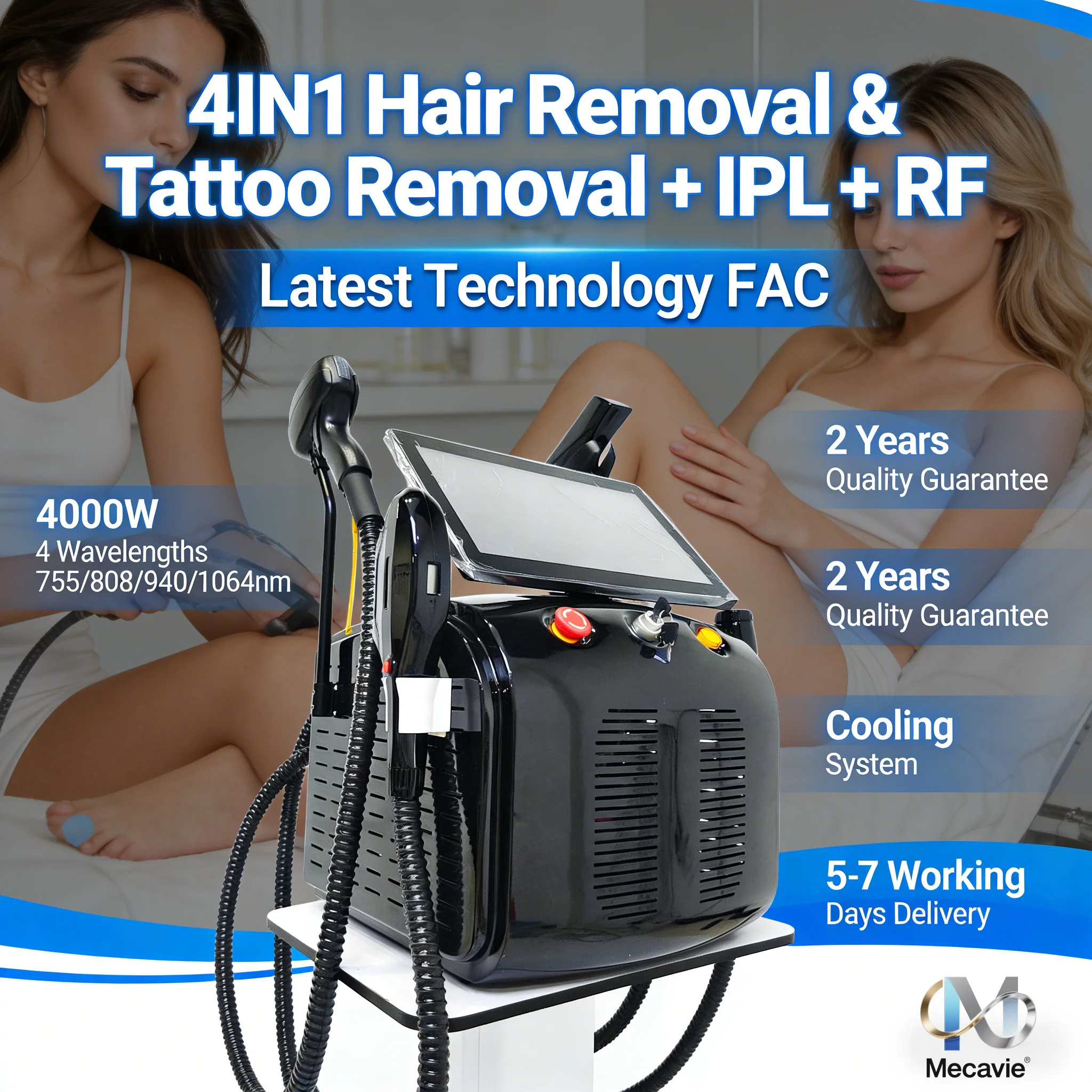 2026 New 4‑in‑1 Soprano Titanium Ice Laser Hair Removal FAC System 4 Wavelength 755 808 940 1064nm ND:YAG RF IPL Professional
2026 New 4‑in‑1 Soprano Titanium Ice Laser Hair Removal FAC System 4 Wavelength 755 808 940 1064nm ND:YAG RF IPL Professional