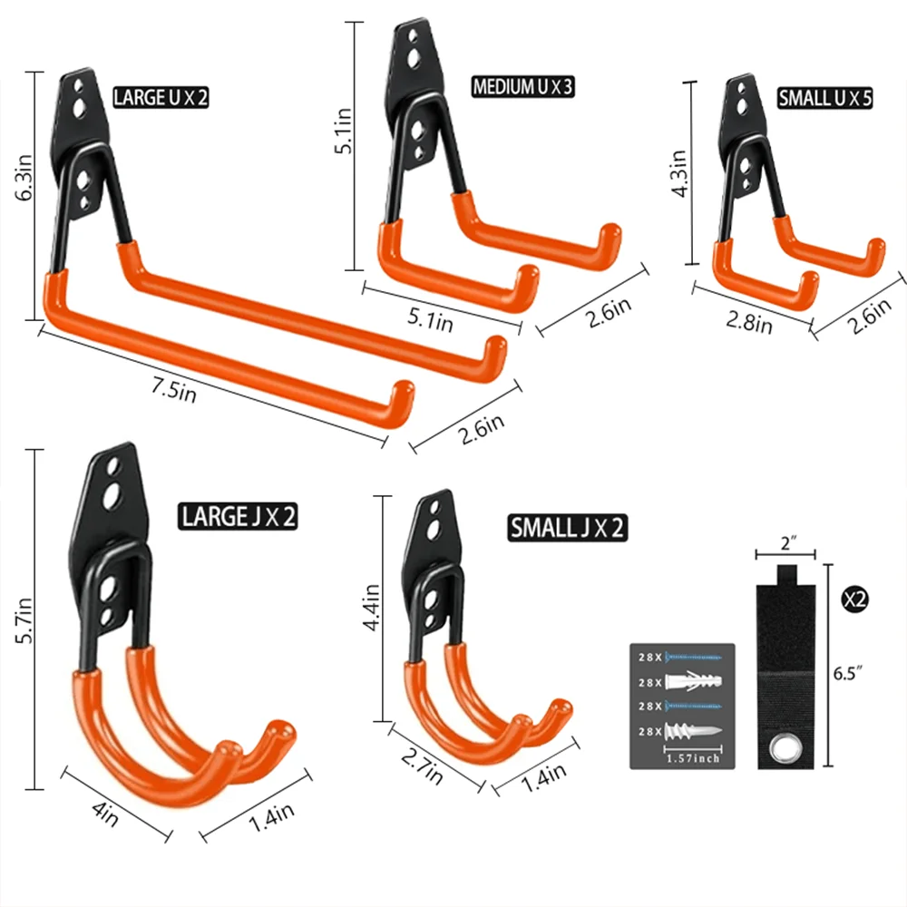 Upgraded 16 Packs Garage Hooks Double Heavy Duty, Garage Storage Hooks, Wall Mount Garage Organization Equipment(Orange)
Upgraded 16 Packs Garage Hooks Double Heavy Duty, Garage Storage Hooks, Wall Mount Garage Organization Equipment(Orange)