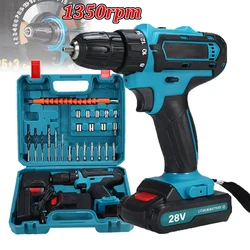 28V Cordless Impact Drill Multifunctional Screwdriver Rechargeable Electric Drill Lithium Battery 1350rpm Speed Power Tool 28V Cordless Impact Drill Multifunctional Screwdriver Rechargeable Electric Drill Lithium Battery 1350rpm Speed Power Tool