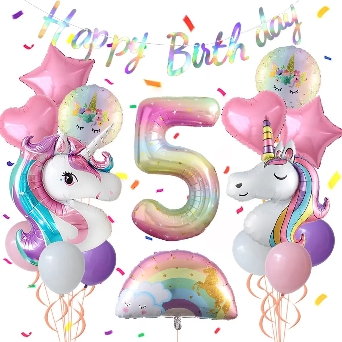 Unicorn 5th Birthday Party Decorations for Girls – Purple & Pink Theme Balloon Set with Rainbow Unicorn, Heart, Star, & Number
Unicorn 5th Birthday Party Decorations for Girls – Purple & Pink Theme Balloon Set with Rainbow Unicorn, Heart, Star, & Number