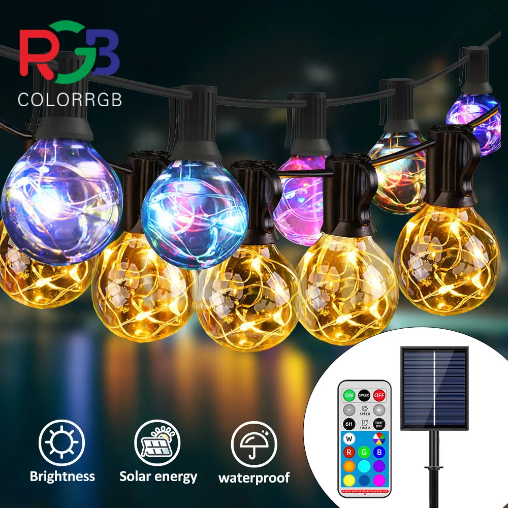 Цветная RGB уличная гирлянда на солнечной батарее, гирлянда G40 с двойным питанием от солнечной энергии и USB, круглые огни для двора, беседки, вечеринки, бистро
Цветная RGB уличная гирлянда на солнечной батарее, гирлянда G40 с двойным питанием от солнечной энергии и USB, круглые огни для двора, беседки, вечеринки, бистро