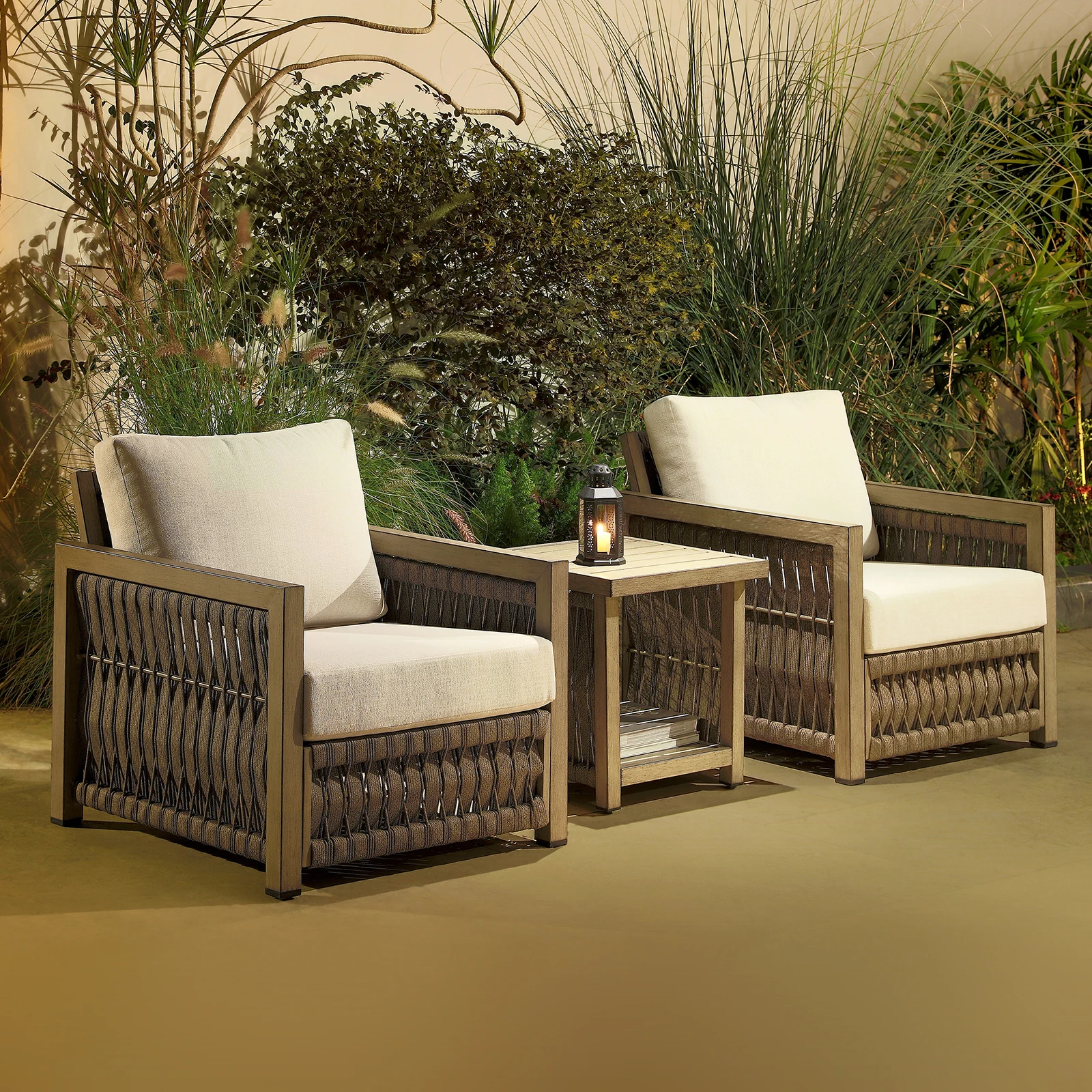 SeeHill 3-Piece Patio Bistro Set, Aluminum Rope Weave Sofa Chairs with Cushions and Side Table, Outdoor Garden Set, Gray Oak
SeeHill 3-Piece Patio Bistro Set, Aluminum Rope Weave Sofa Chairs with Cushions and Side Table, Outdoor Garden Set, Gray Oak