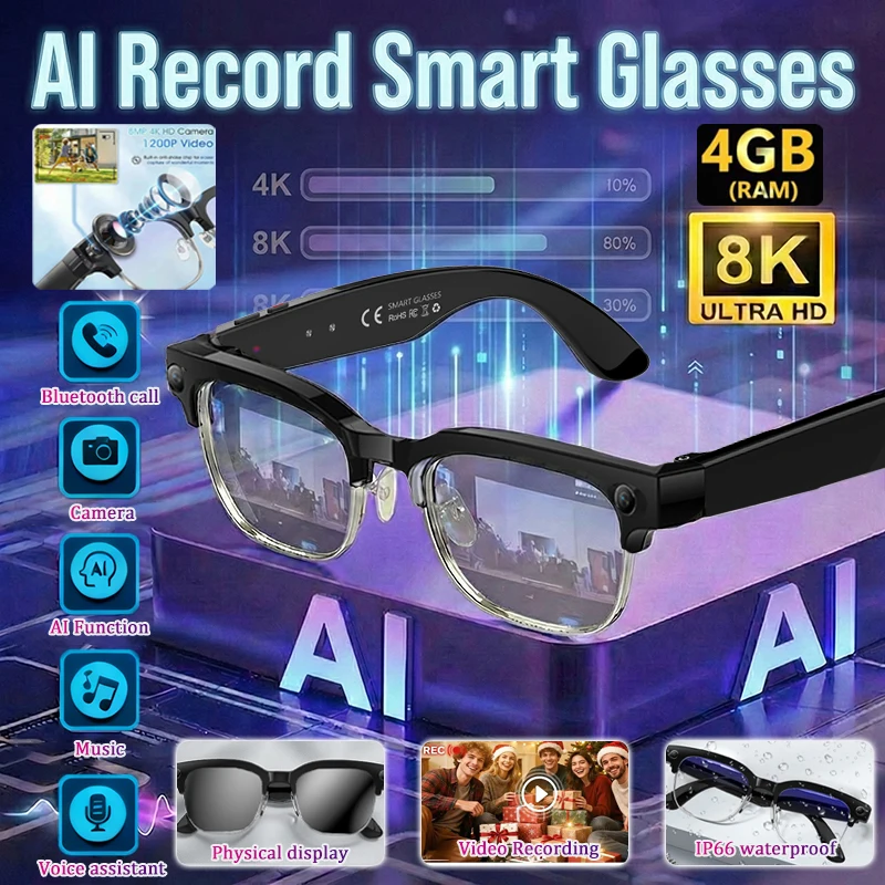 2026 AI Smart Glasses Men AI Translation 8MP HD Camera 4K Shooting Image Conversation Recording Listening To Music Smart Glasses
2026 AI Smart Glasses Men AI Translation 8MP HD Camera 4K Shooting Image Conversation Recording Listening To Music Smart Glasses
