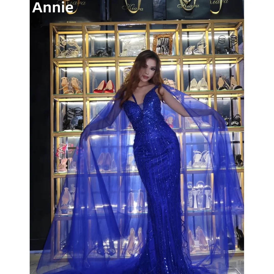Annie Blue Prom Dresses Embroidered Glitter Sequins Evening Dresses Mermaid Tulle Cape Formal Occasions Wedding Party Dresses
Annie Blue Prom Dresses Embroidered Glitter Sequins Evening Dresses Mermaid Tulle Cape Formal Occasions Wedding Party Dresses