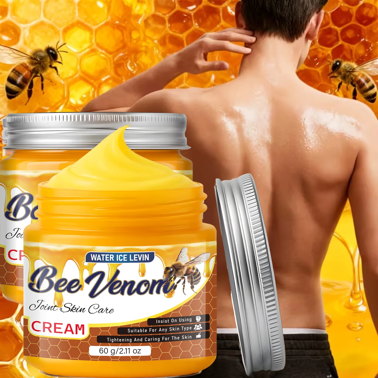 Firming & Moisturizing Bee Venom Joint Skin Care Cream, with Eucalyptus Oil & Niacinamide, 24H Nourishing for Dry Skin
Firming & Moisturizing Bee Venom Joint Skin Care Cream, with Eucalyptus Oil & Niacinamide, 24H Nourishing for Dry Skin