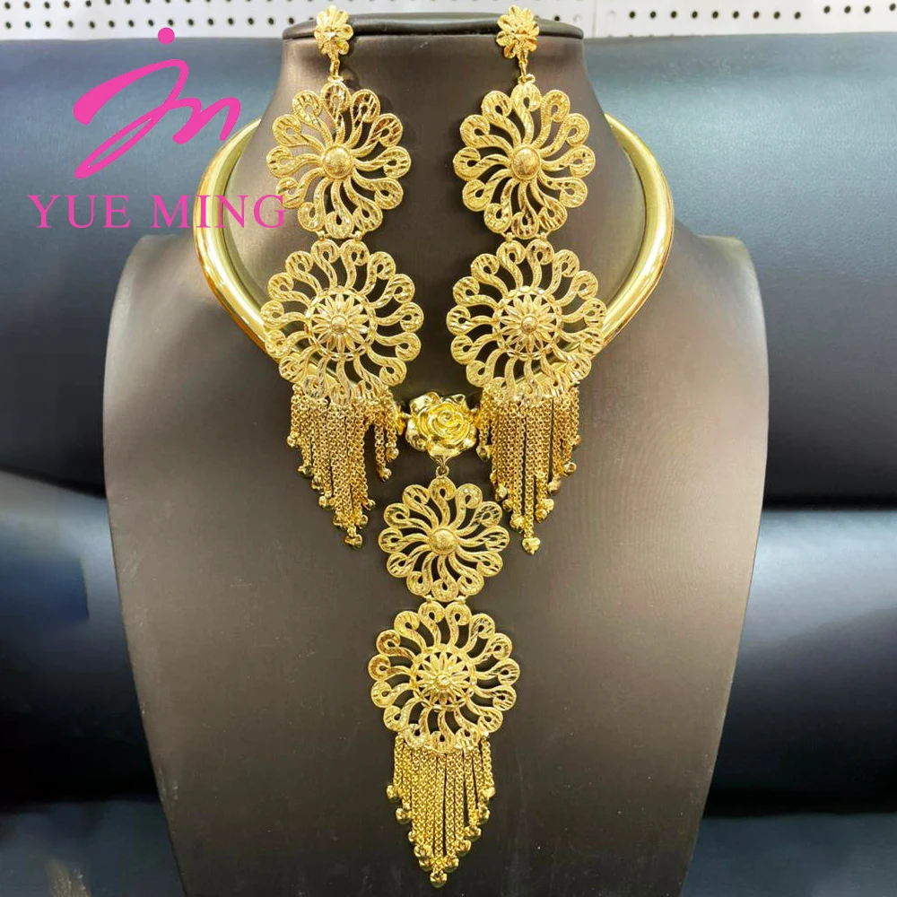 YM Jewelry Set for Woman Dubai 18k Gold Color Large Drop Earrings Pendant Necklace Banquet Wedding Party Accessories Daily Wear
YM Jewelry Set for Woman Dubai 18k Gold Color Large Drop Earrings Pendant Necklace Banquet Wedding Party Accessories Daily Wear
