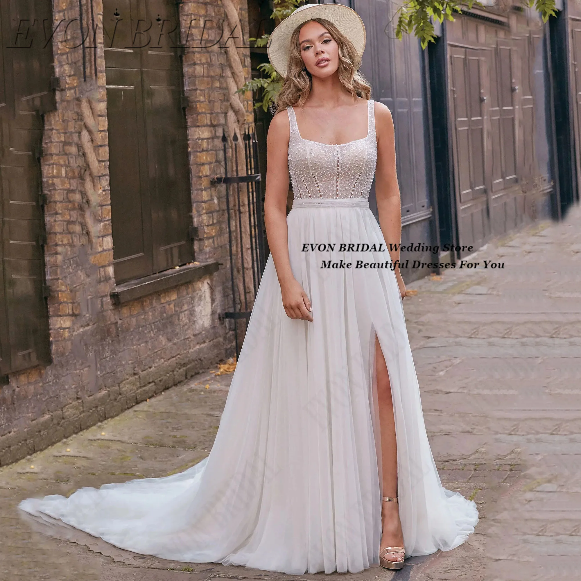 Embroidery Bead Wedding Dresses Plus Size Woman Bride Spaghetti Straps Vestidos De Novia Split Bride Gowns EVON BRIDAL Customize
Embroidery Bead Wedding Dresses Plus Size Woman Bride Spaghetti Straps Vestidos De Novia Split Bride Gowns EVON BRIDAL Customize