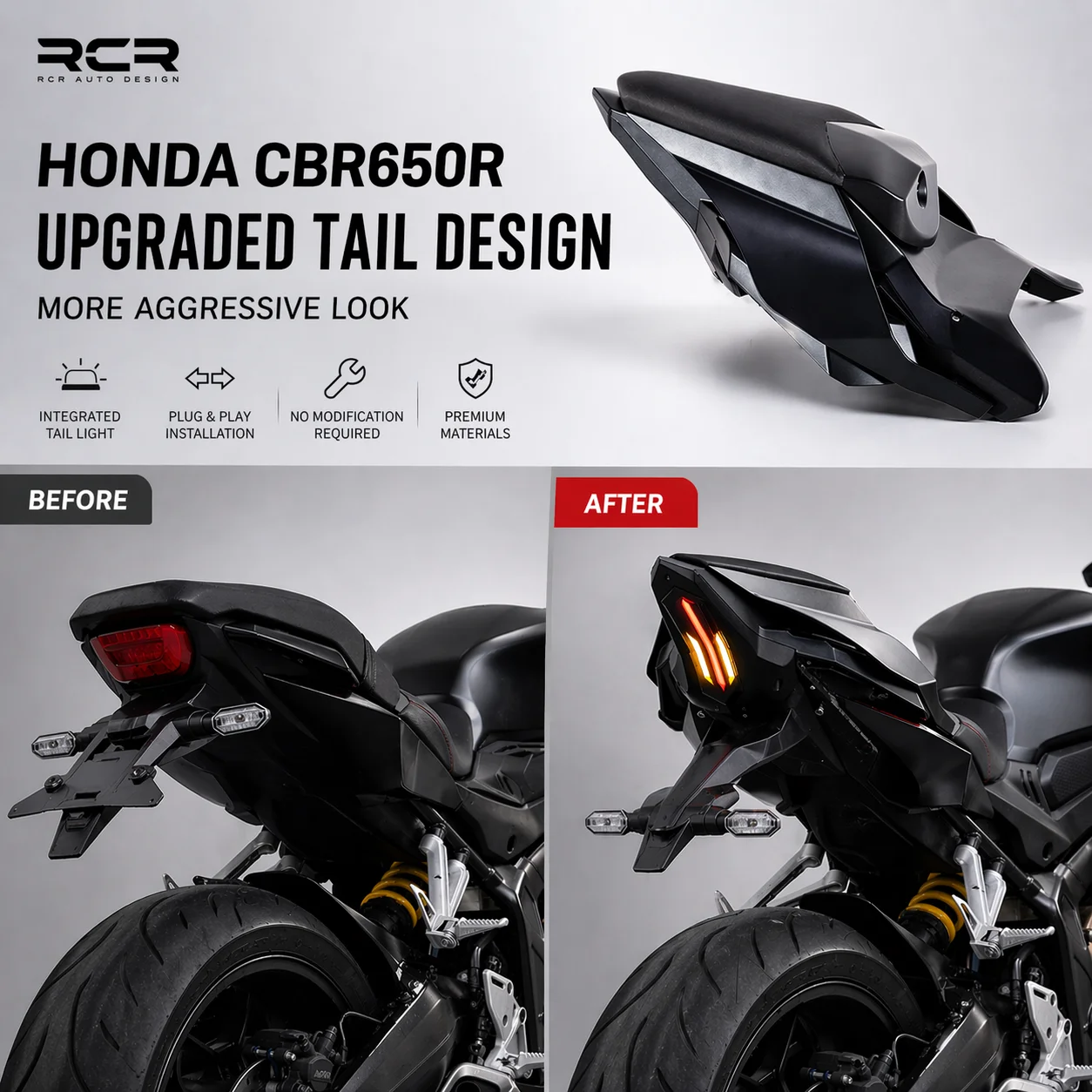 Комплект задних фонарей для обтекателя сиденья мотоцикла Honda CBR650R CB650R 2019-2023, накладка на заднюю часть сиденья, аксессуары
Комплект задних фонарей для обтекателя сиденья мотоцикла Honda CBR650R CB650R 2019-2023, накладка на заднюю часть сиденья, аксессуары