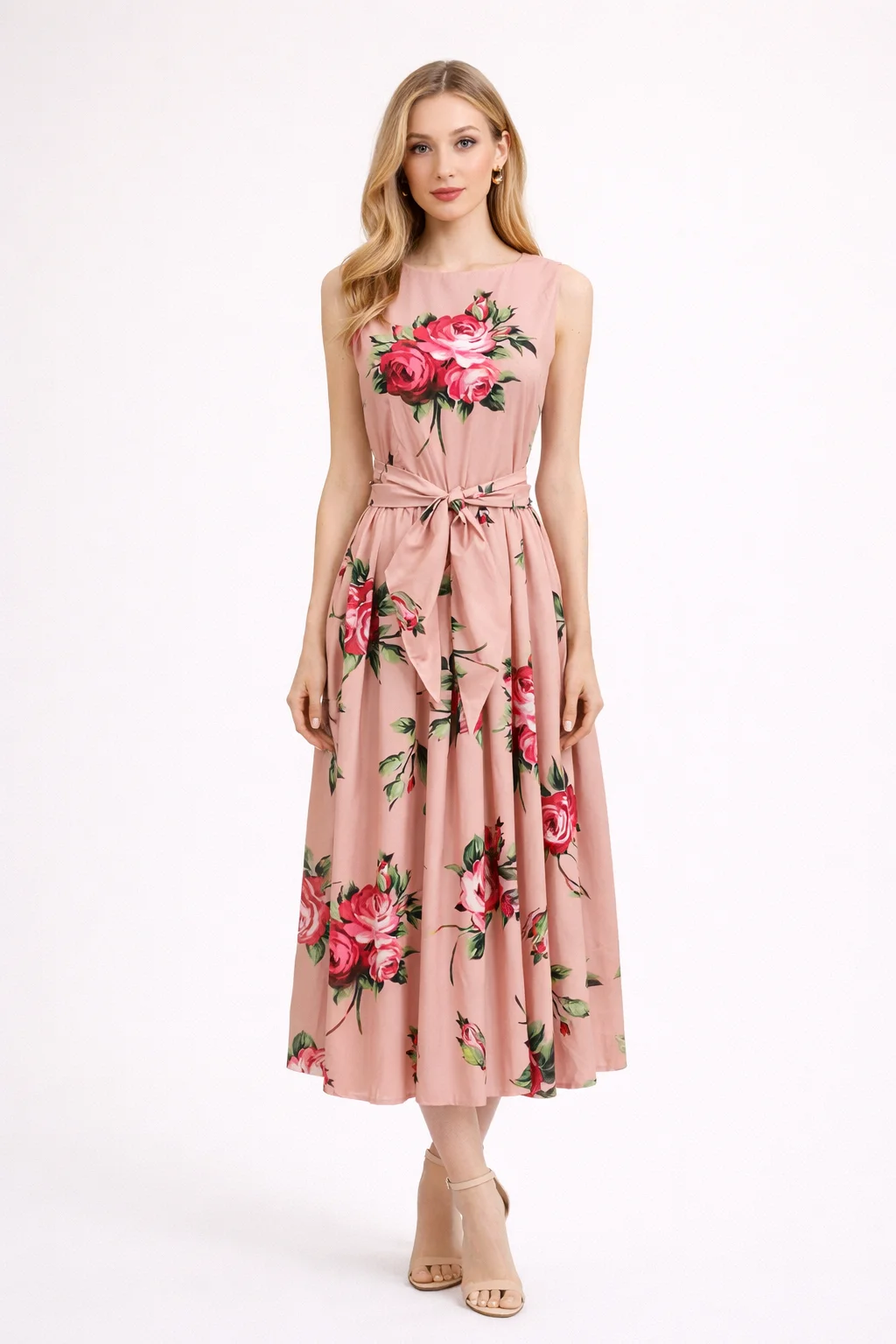 New Fashion 2026 Spring Women's Round Neck Printed Tie a belt Waist cinching Sleeveless Cotton Dress
New Fashion 2026 Spring Women's Round Neck Printed Tie a belt Waist cinching Sleeveless Cotton Dress