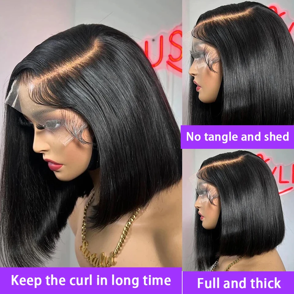 Bone Straight Short Bob Wig 100% Brazilian Human Hair 13x4 Lace Front Wig Natural Black Color 4x4 Lace Closure Wig 200% Density
Bone Straight Short Bob Wig 100% Brazilian Human Hair 13x4 Lace Front Wig Natural Black Color 4x4 Lace Closure Wig 200% Density